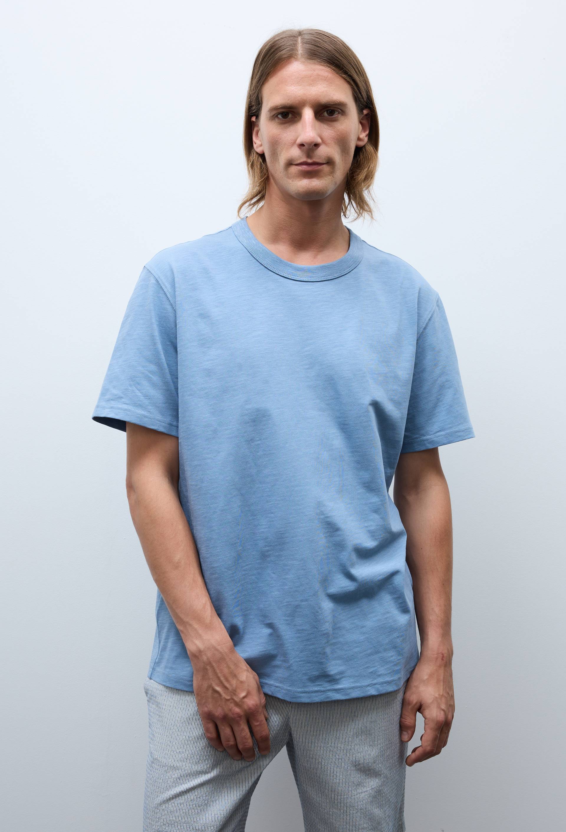 T-shirt manches courtes en coton slub BIO GOTS, Bleu, large image number 0