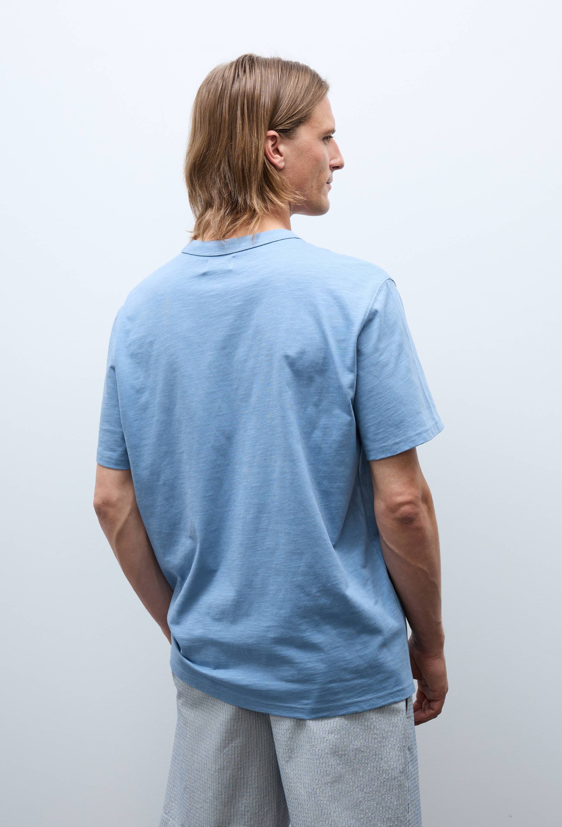 T-shirt manches courtes en coton slub BIO GOTS, Bleu, large image number 1.0