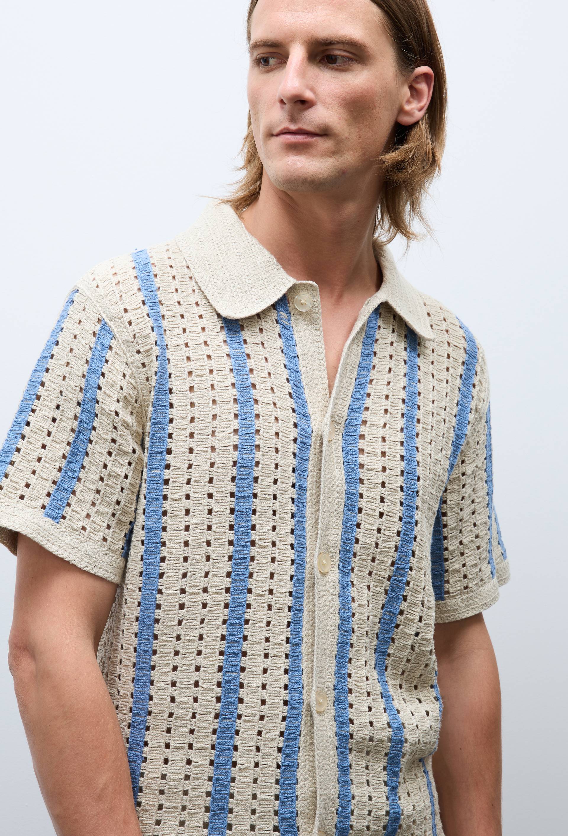 Chemise manches courtes en crochet, Beige, large image number 3