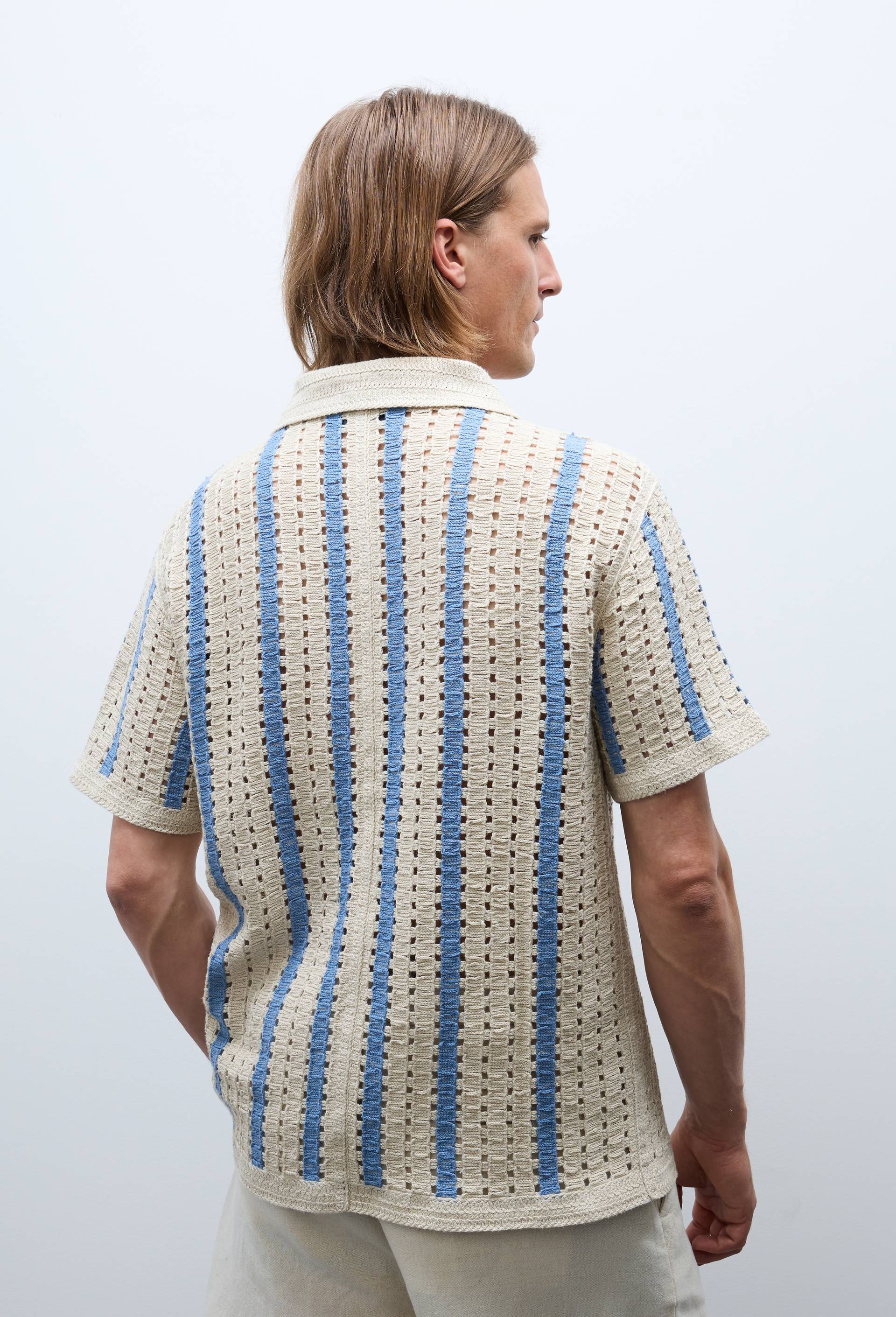 Chemise manches courtes en crochet, Beige, large image number 4