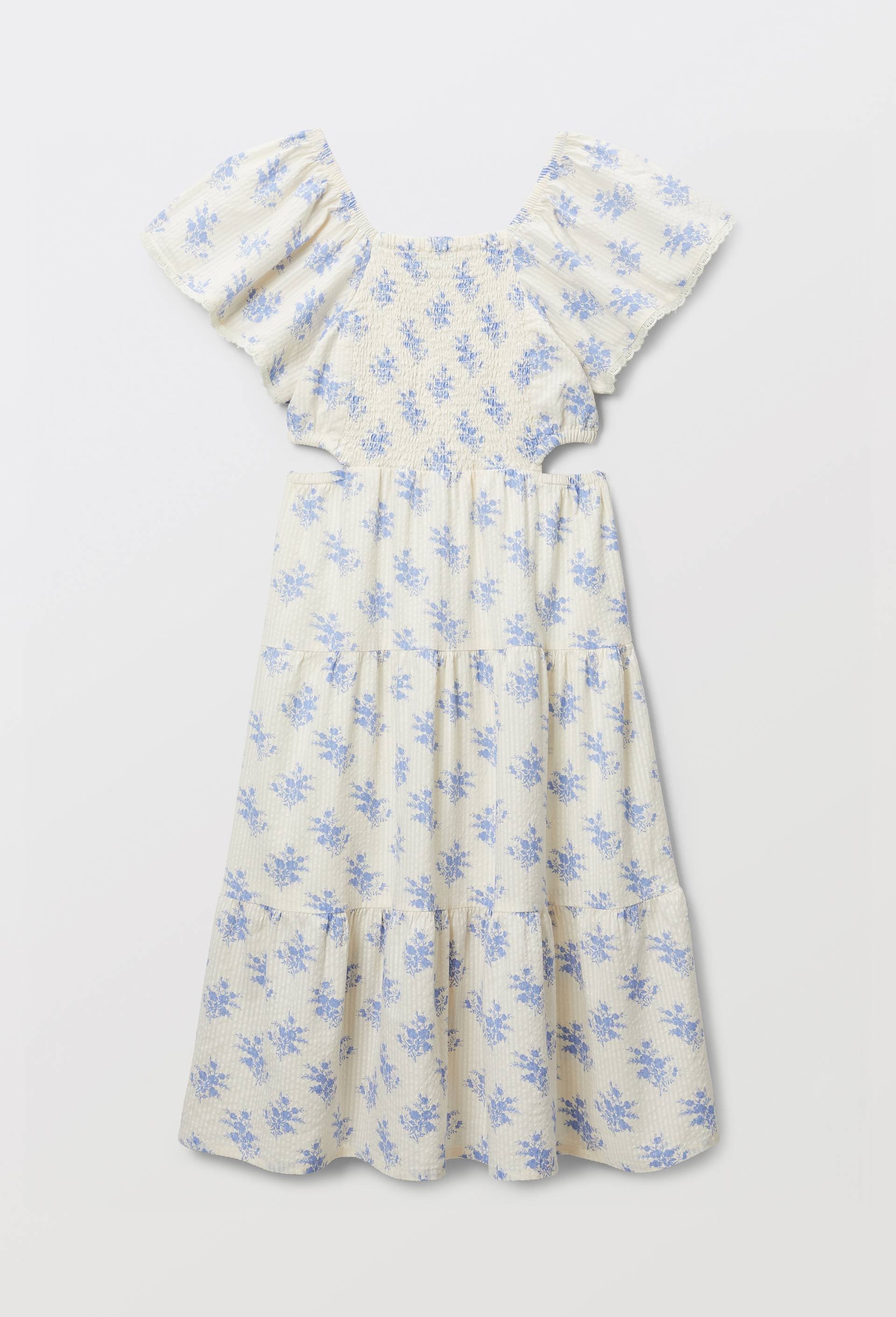 Robe imprim&eacute;e fleurie avec d&eacute;tails de d&eacute;coupes, Beige clair, large image number 2