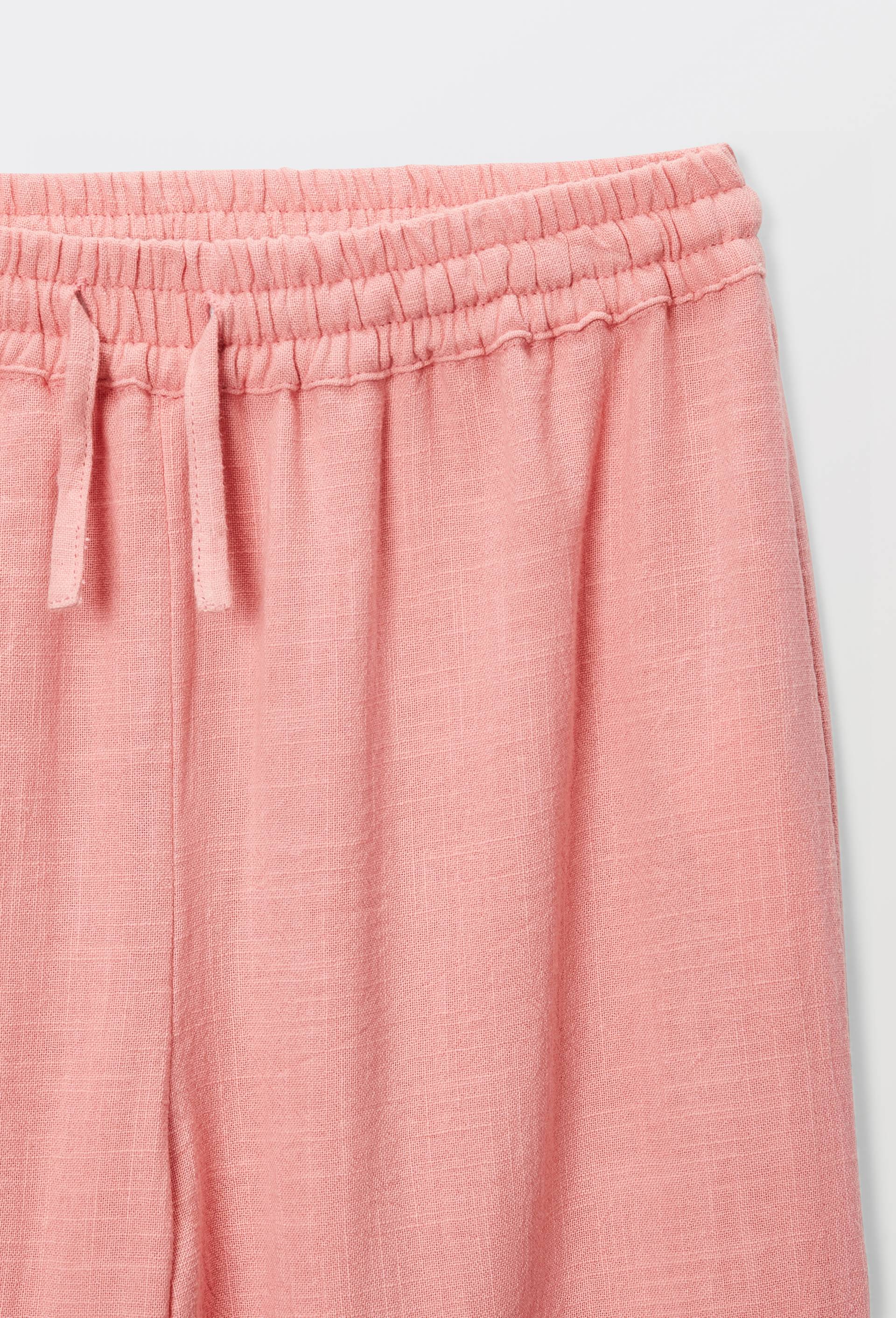 Pantalon taille &eacute;lastiqu&eacute; fluide large uni, Rose, large image number 3