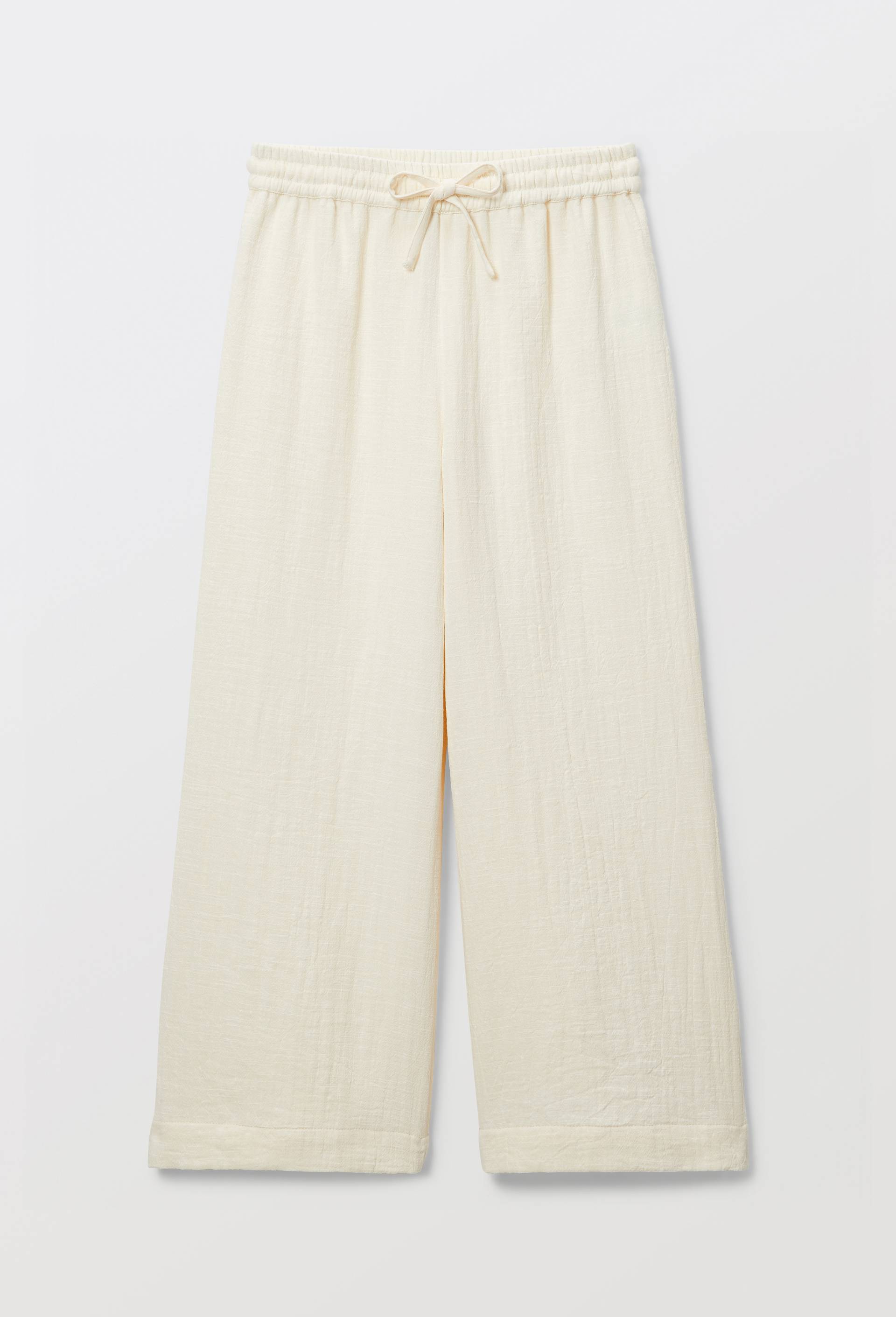 Pantalon taille &eacute;lastiqu&eacute;e fluide uni, Beige clair, large image number 1.0