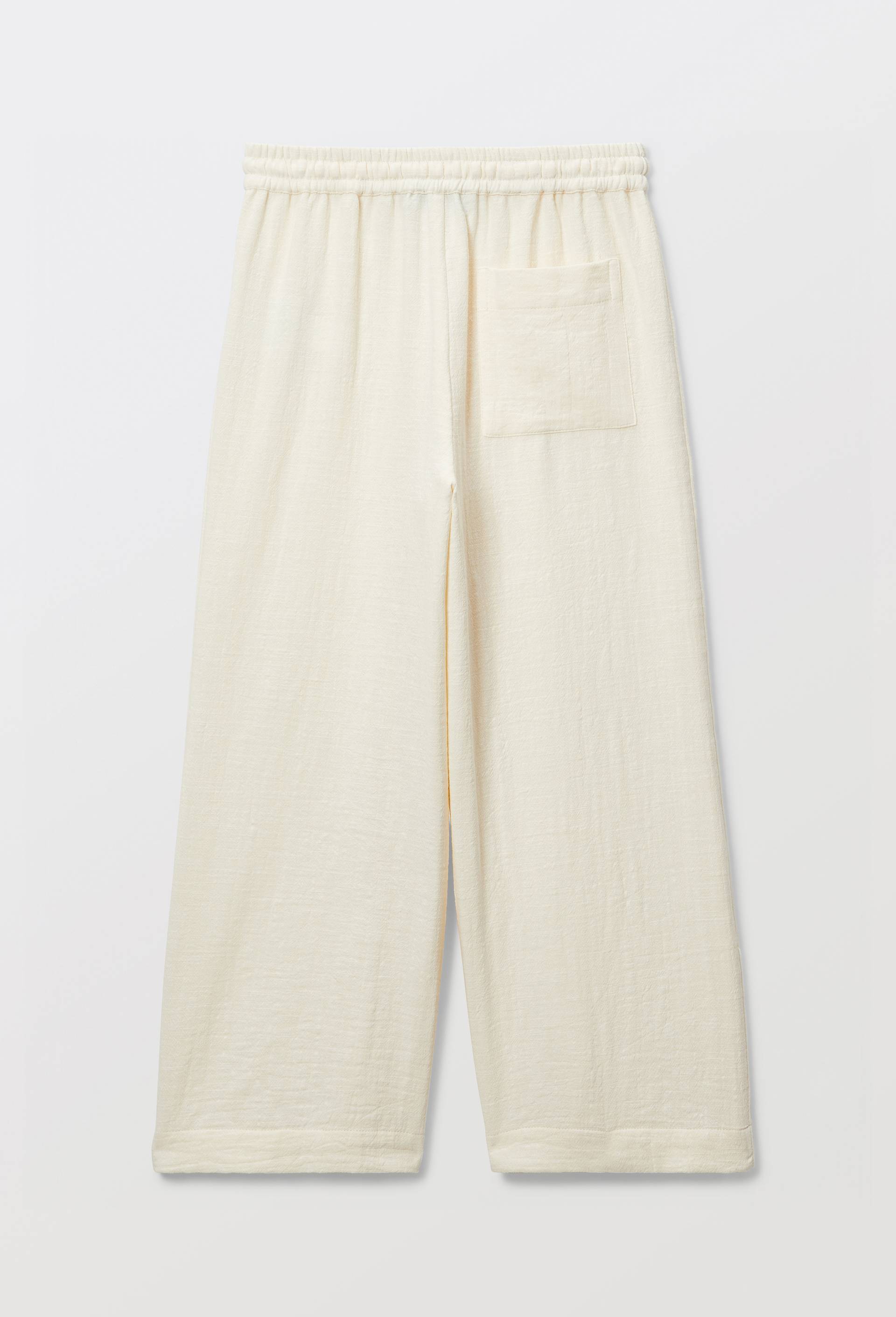 Pantalon taille &eacute;lastiqu&eacute;e fluide uni, Beige clair, large image number 2