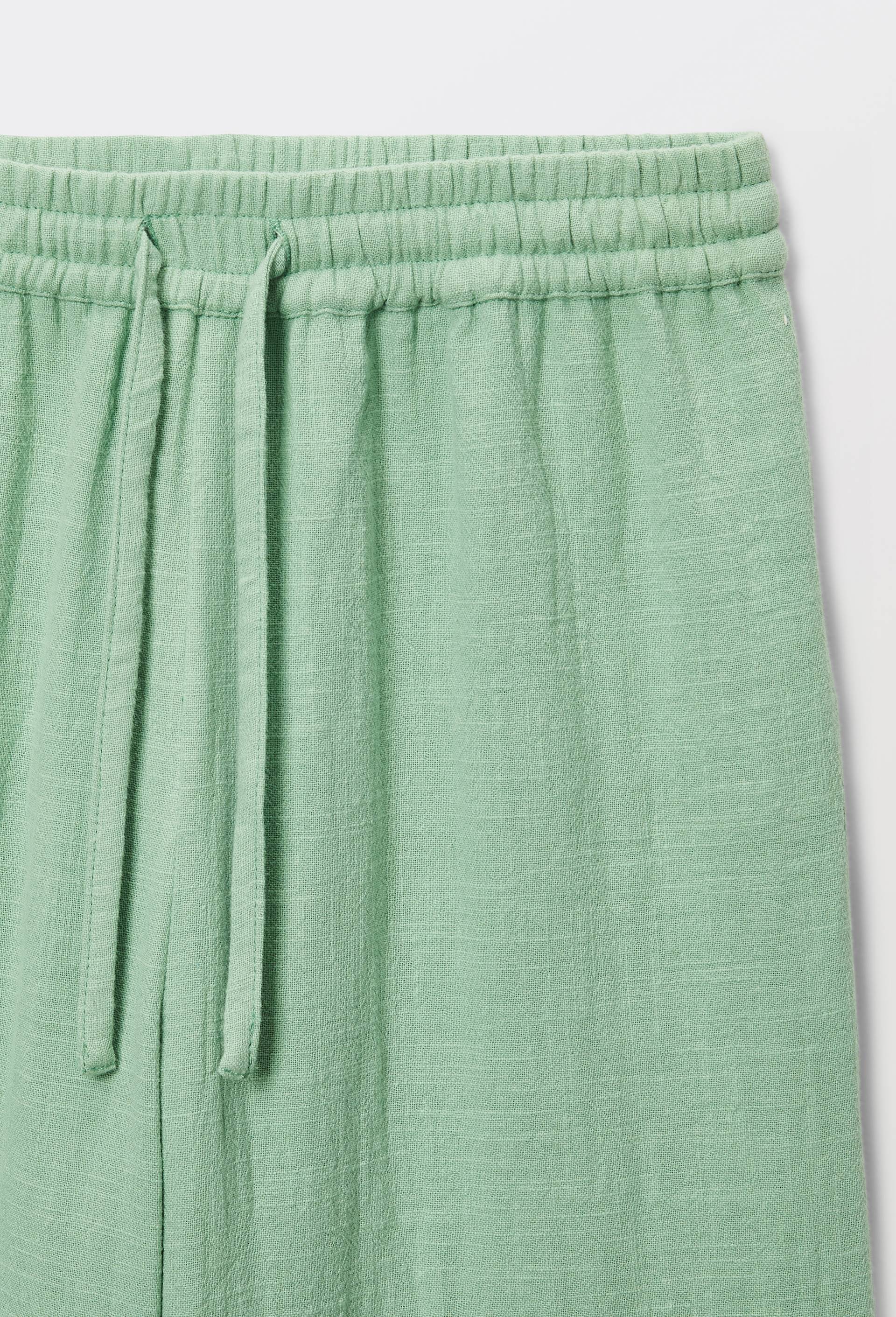 Pantalon taille &eacute;lastiqu&eacute; fluide large uni, Vert, large image number 2