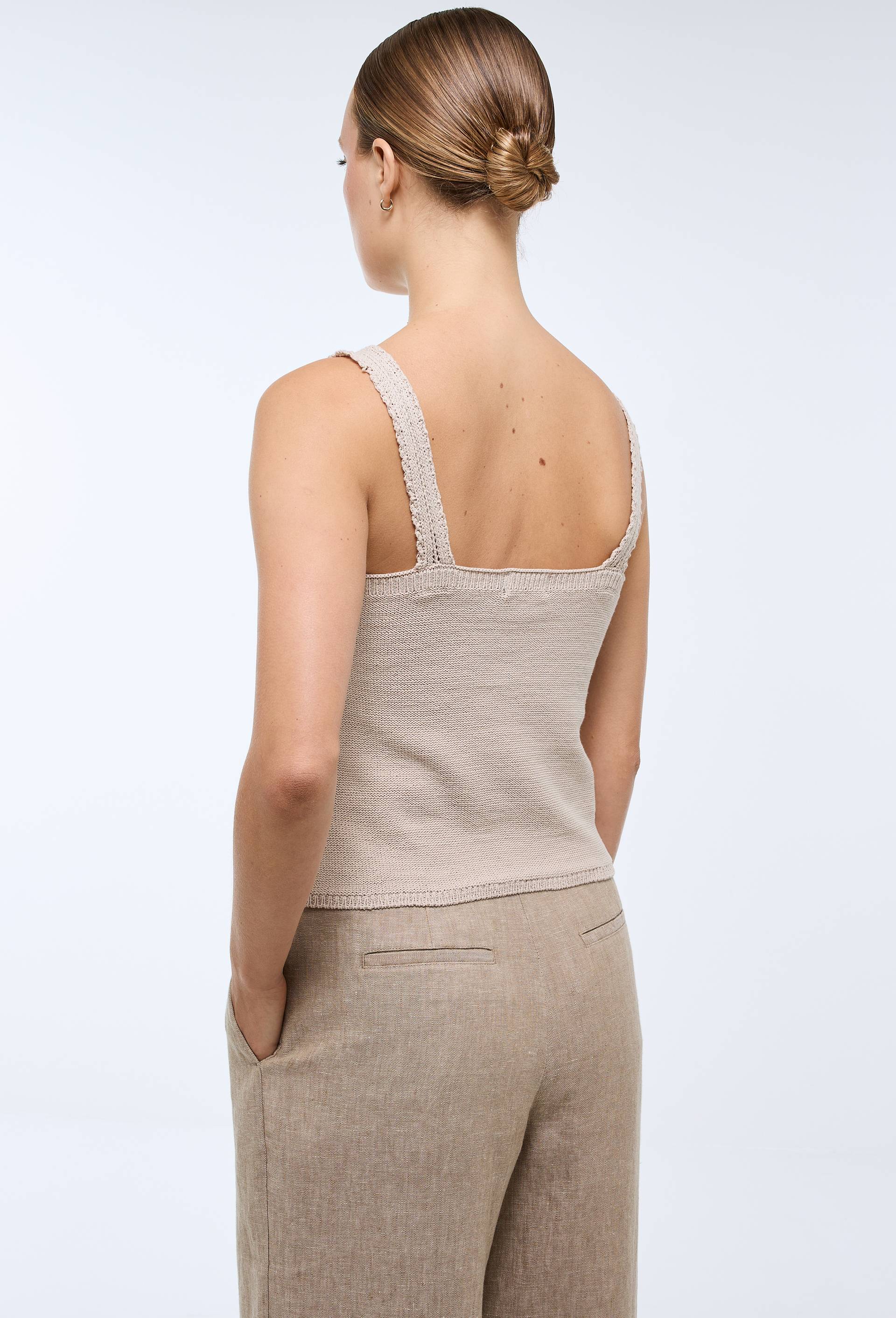 Top sans manches en crochet, Beige, large image number 1
