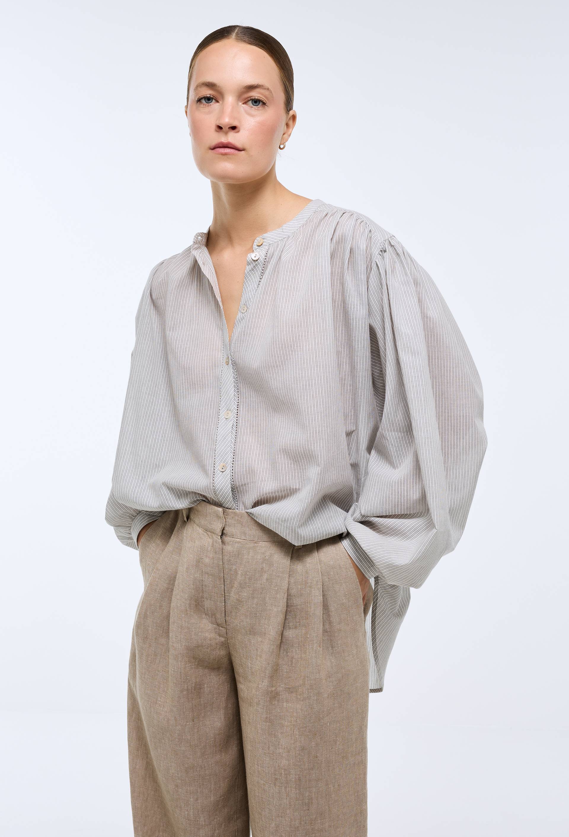Blouse manches trois quarts en coton BIO GOTS, Bleu clair, large image number 0