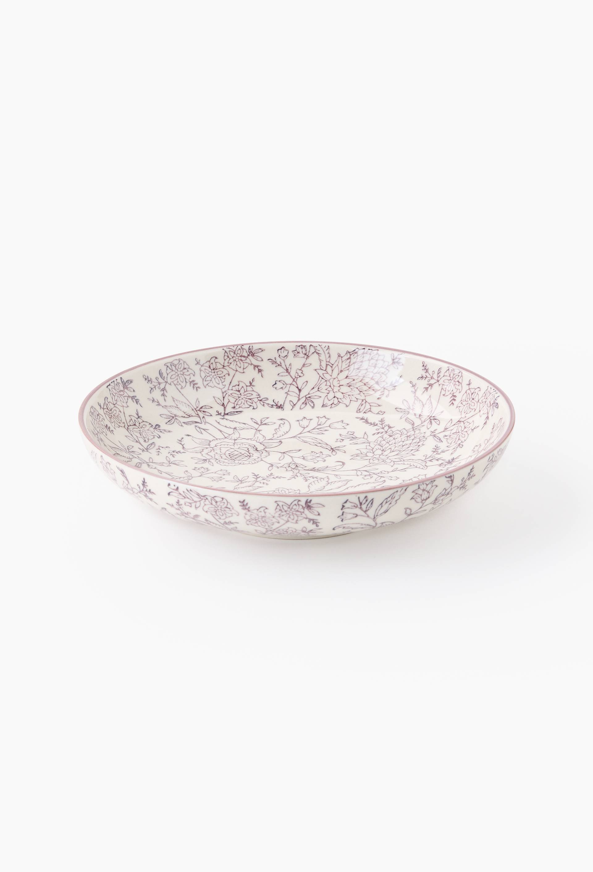 Assiette creuse, finition imprim&eacute;e, 20cm, Ecru, large image number 0