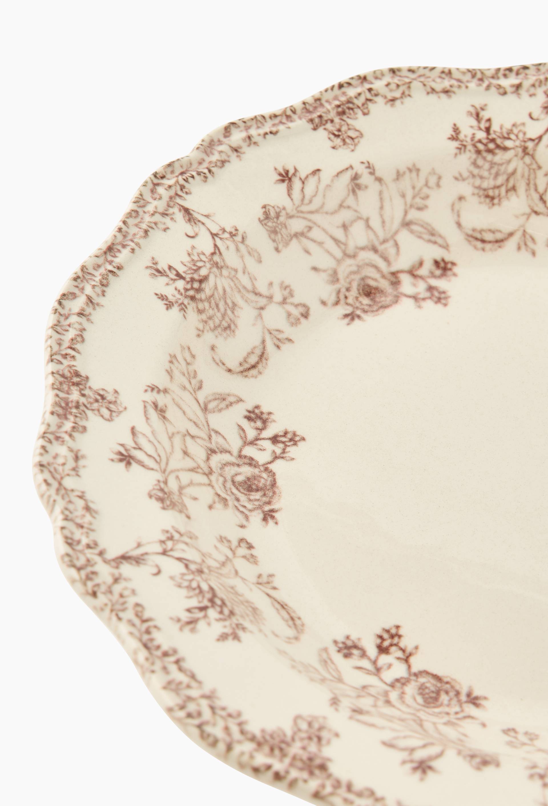Assiettes creuse finition imprim&eacute;e, 21cm, Ecru, large image number 1
