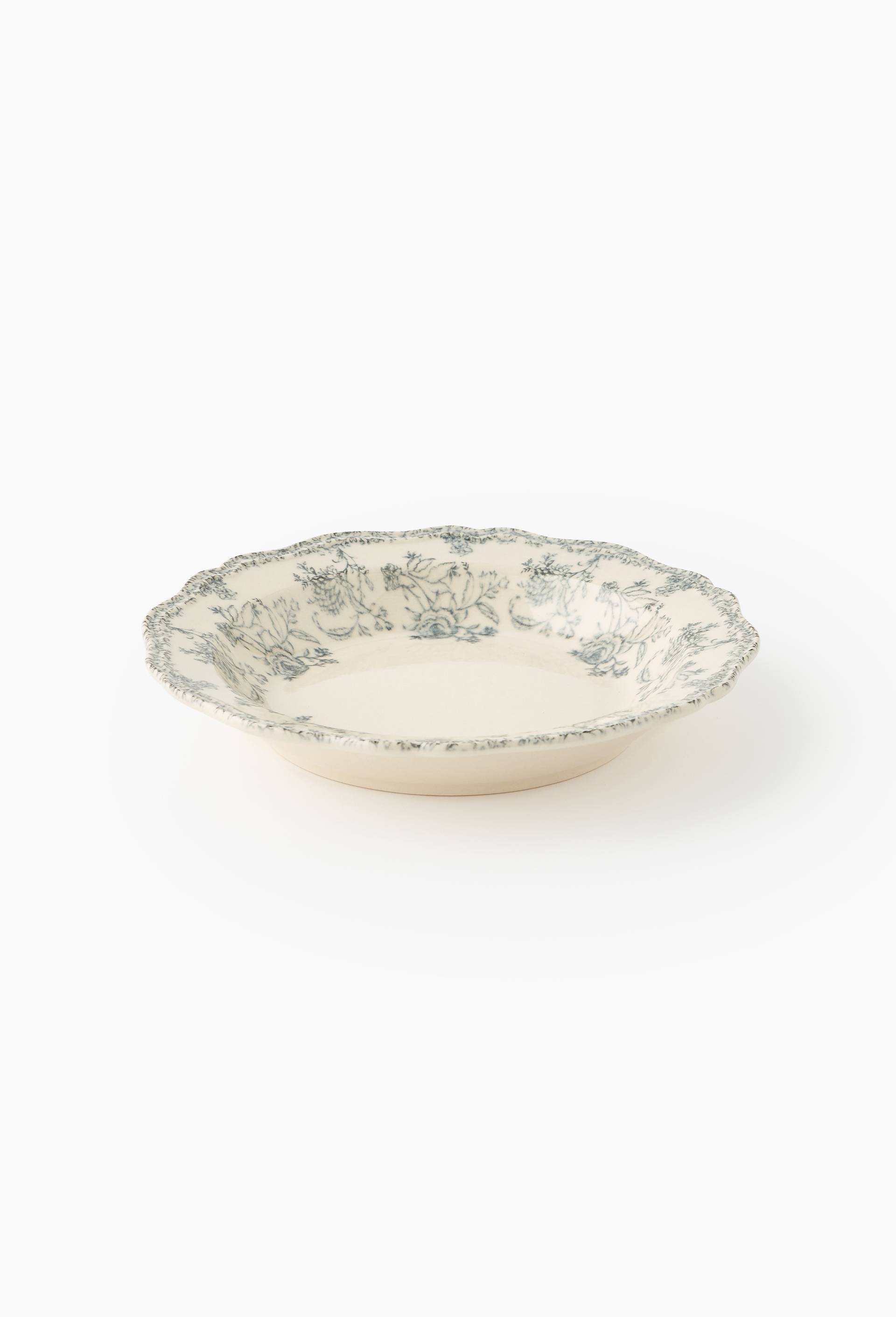 Assiette creuse, finition imprim&eacute;e, 21cm, Ecru, large image number 0.0