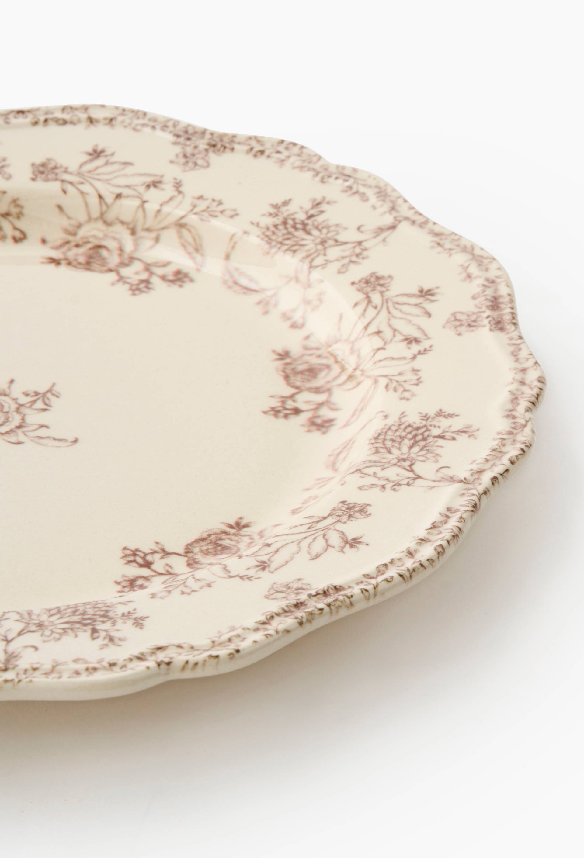 Assiette plate finition imprim&eacute;e, 26cm, Ecru, large image number 1.0
