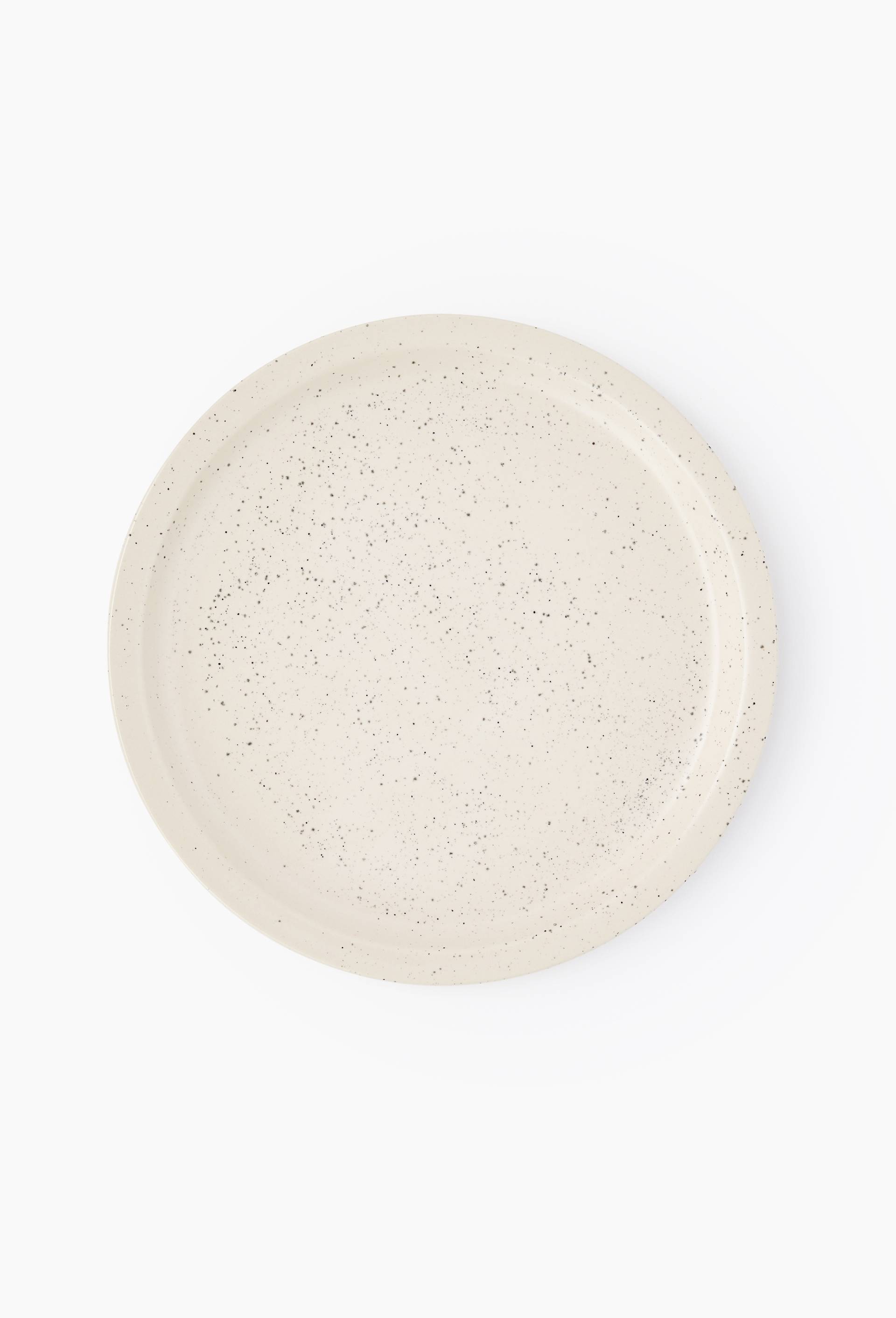 Assiette plate finition mouchet&eacute;e,25 cm, Ecru, large image number 0.0