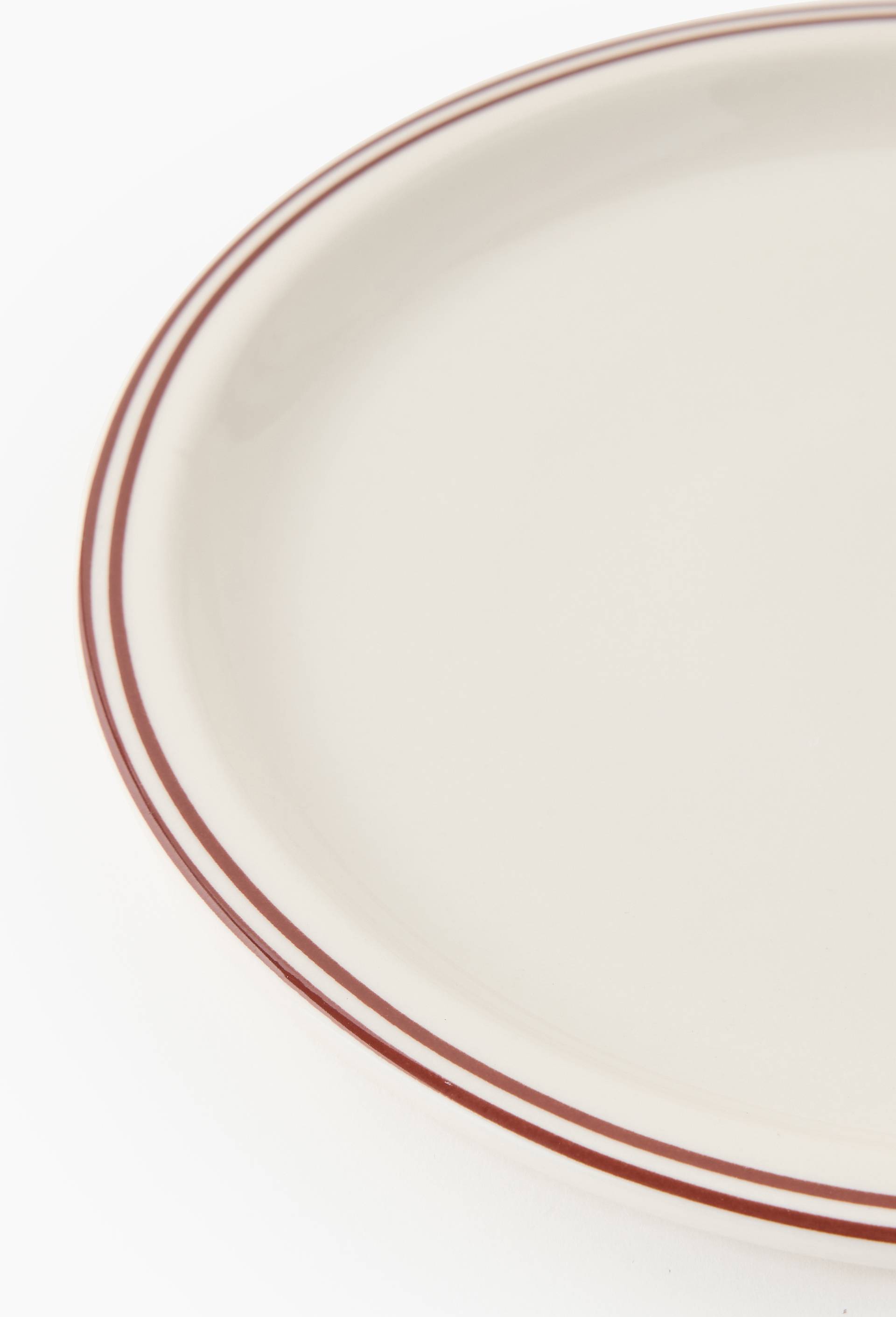 Assiette plate, finition liser&eacute;, 25cm, Ecru, large image number 1