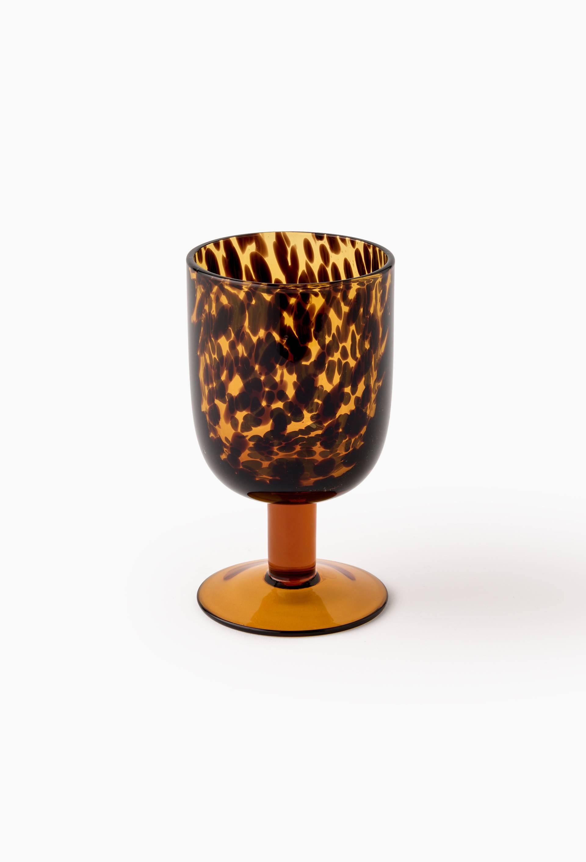 Verre &agrave; pied, finition tachet&eacute;e, 45cl, Jaune fonc&eacute;, large image number 0