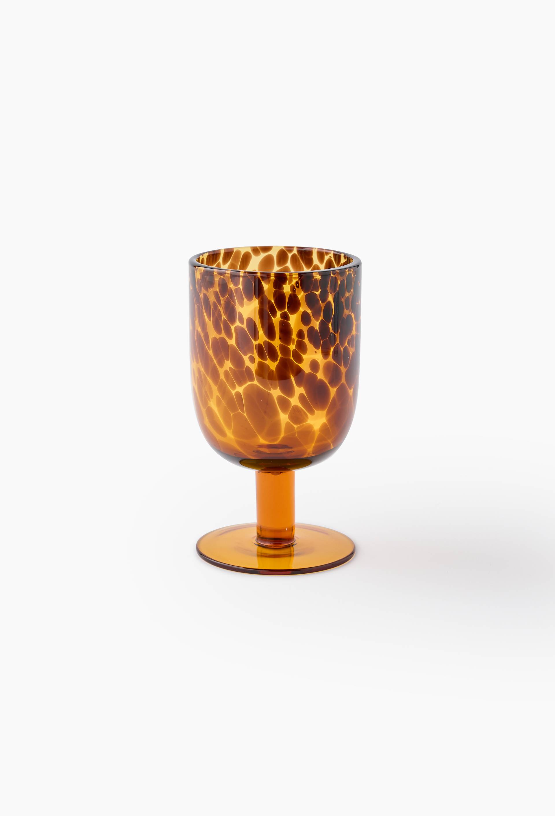 Verre &agrave; pied, finition tachet&eacute;e, 45cl, Jaune fonc&eacute;, large image number 0.0