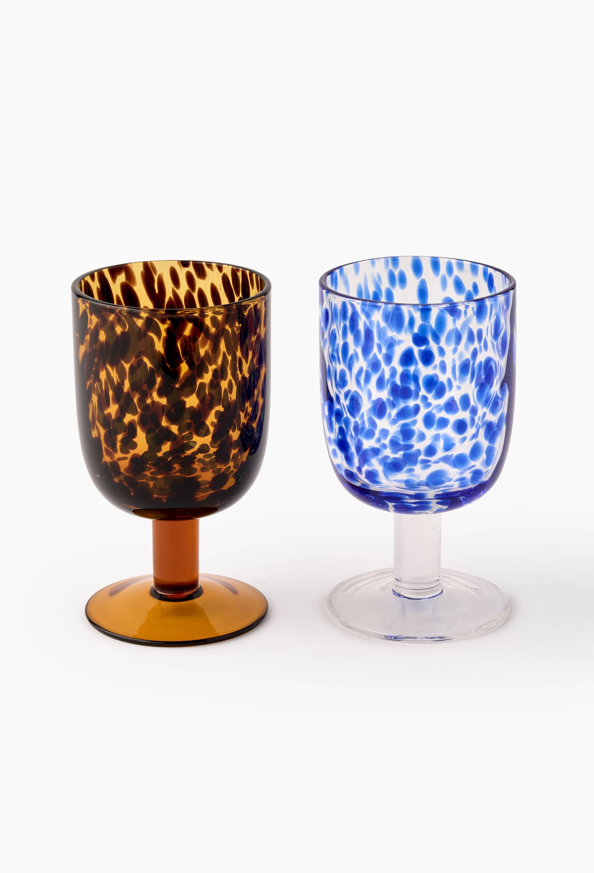 Verre &agrave; pied, finition tachet&eacute;e, 45cl, Jaune fonc&eacute;, large image number 1.0