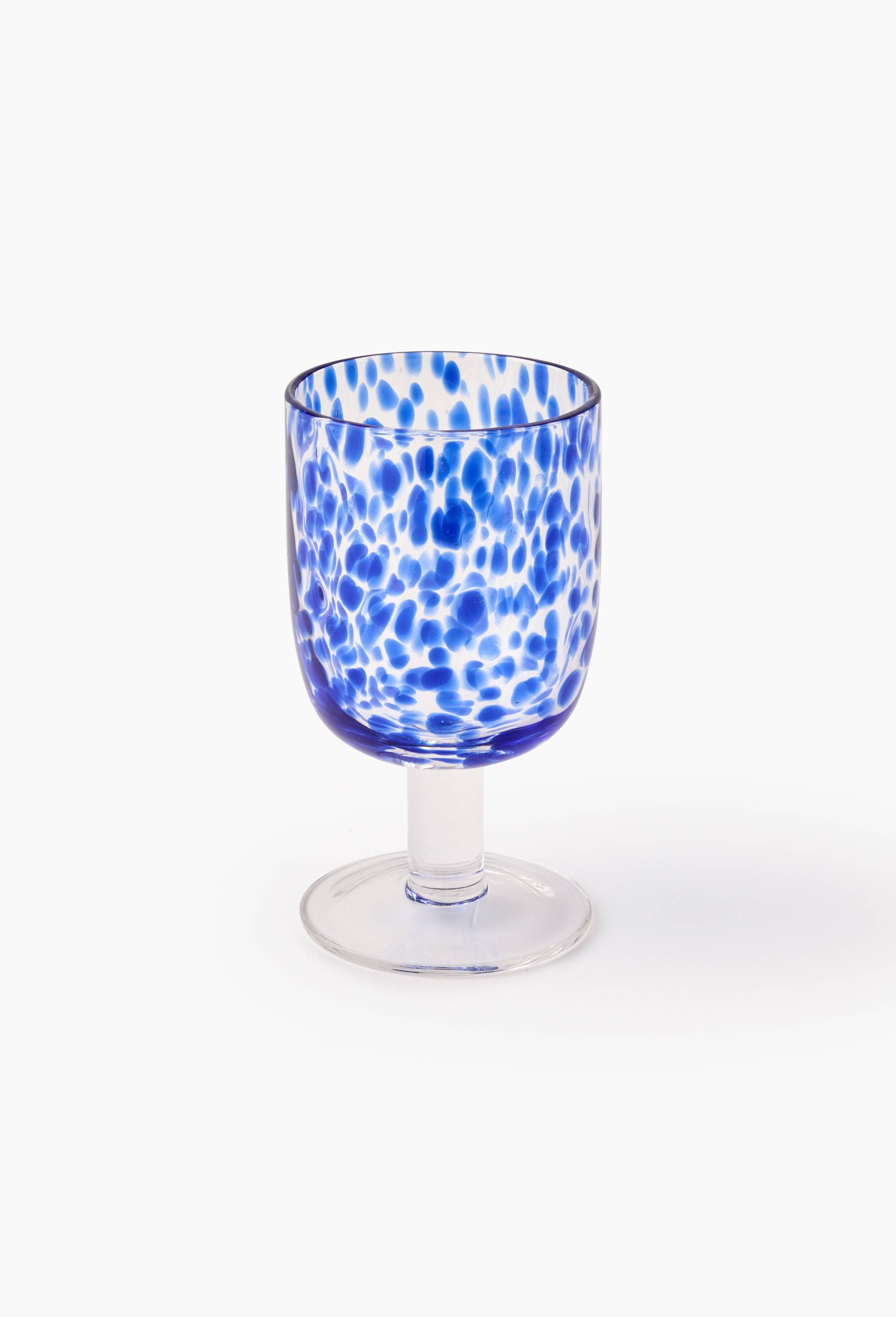 Verre &agrave; pied, finition tachet&eacute;e, 45cl, Bleu, large image number 0