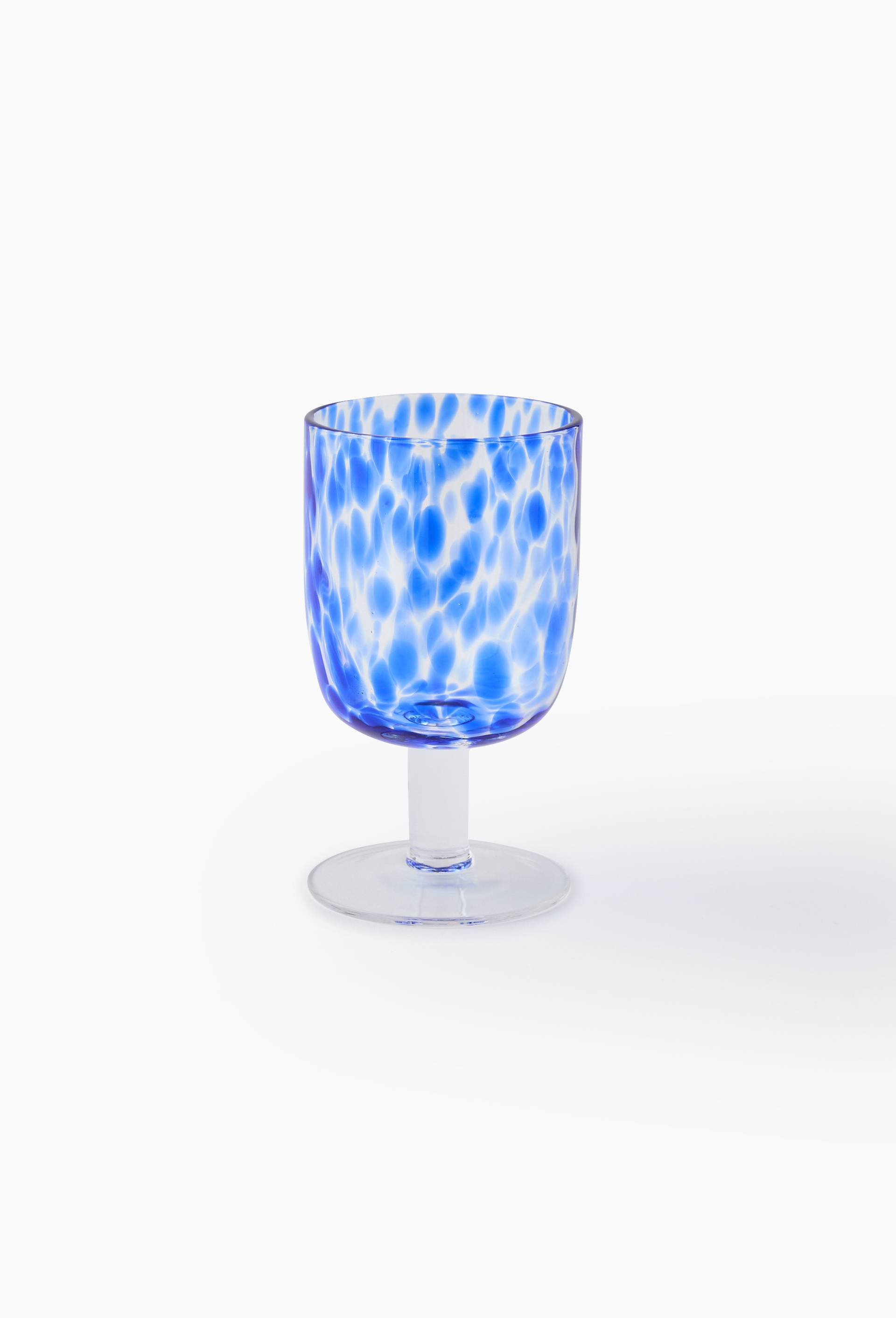 Verre &agrave; pied, finition tachet&eacute;e, 45cl, Bleu, large image number 0.0