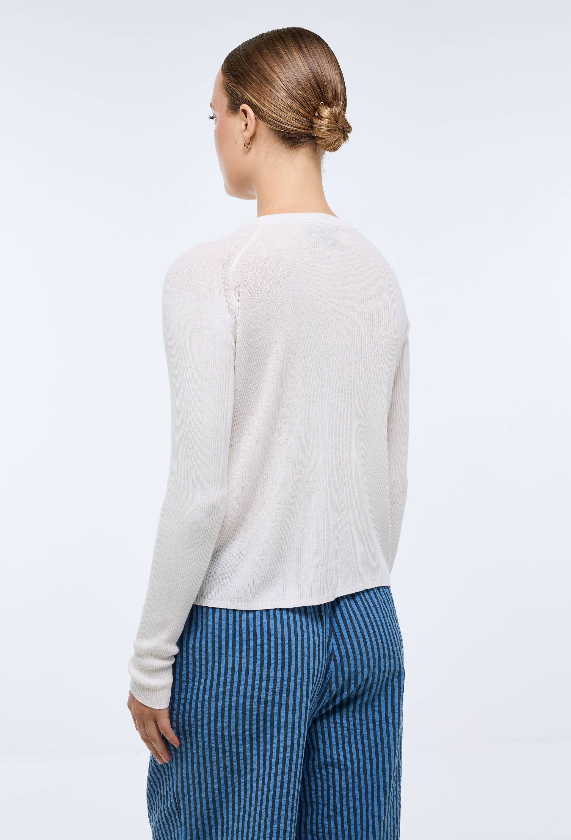 Cardigan manches longues en fine maille, Ecru, large image number 1.0