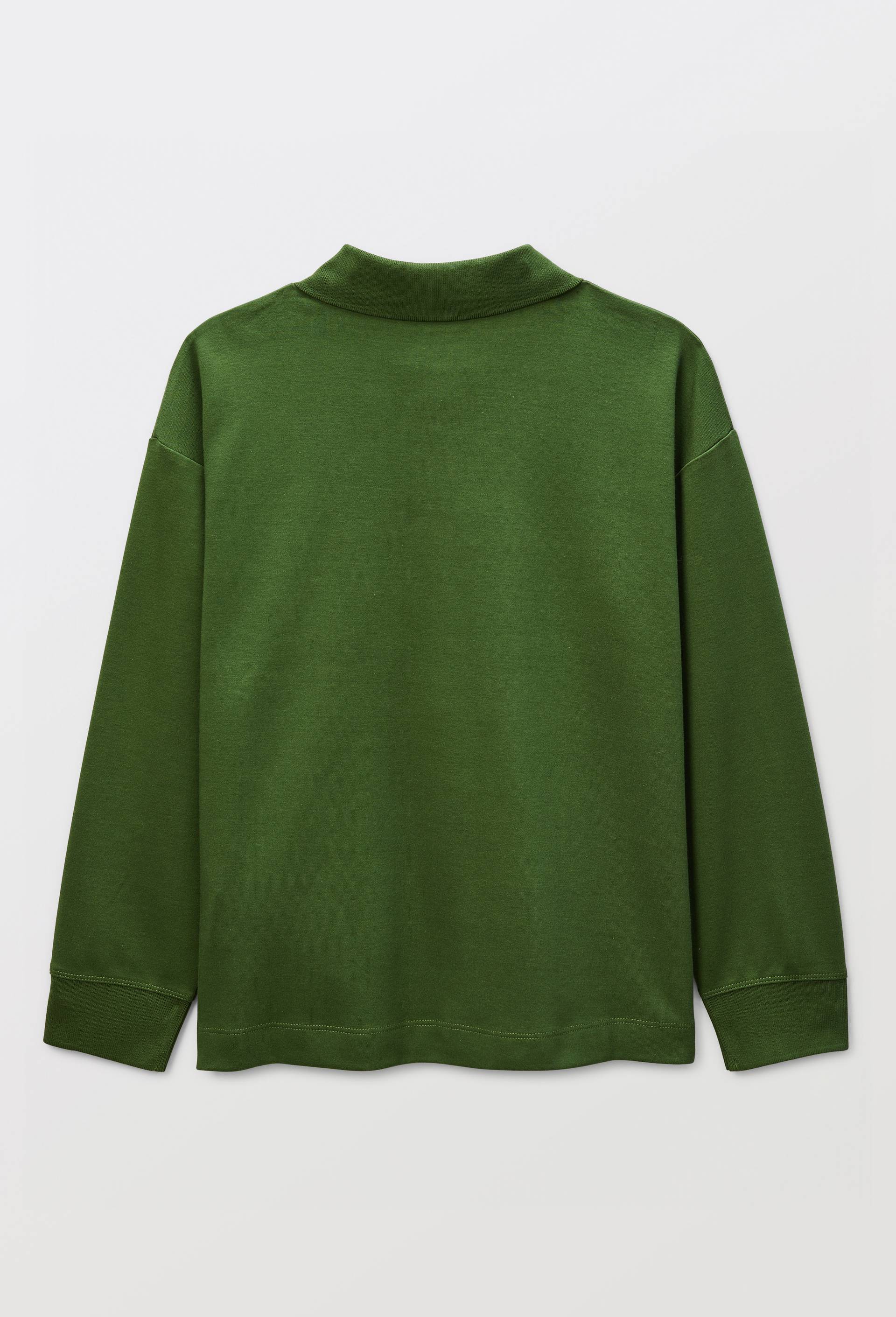 Polo manches longues unicontenant du coton BIO GOTS, Vert, large image number 1