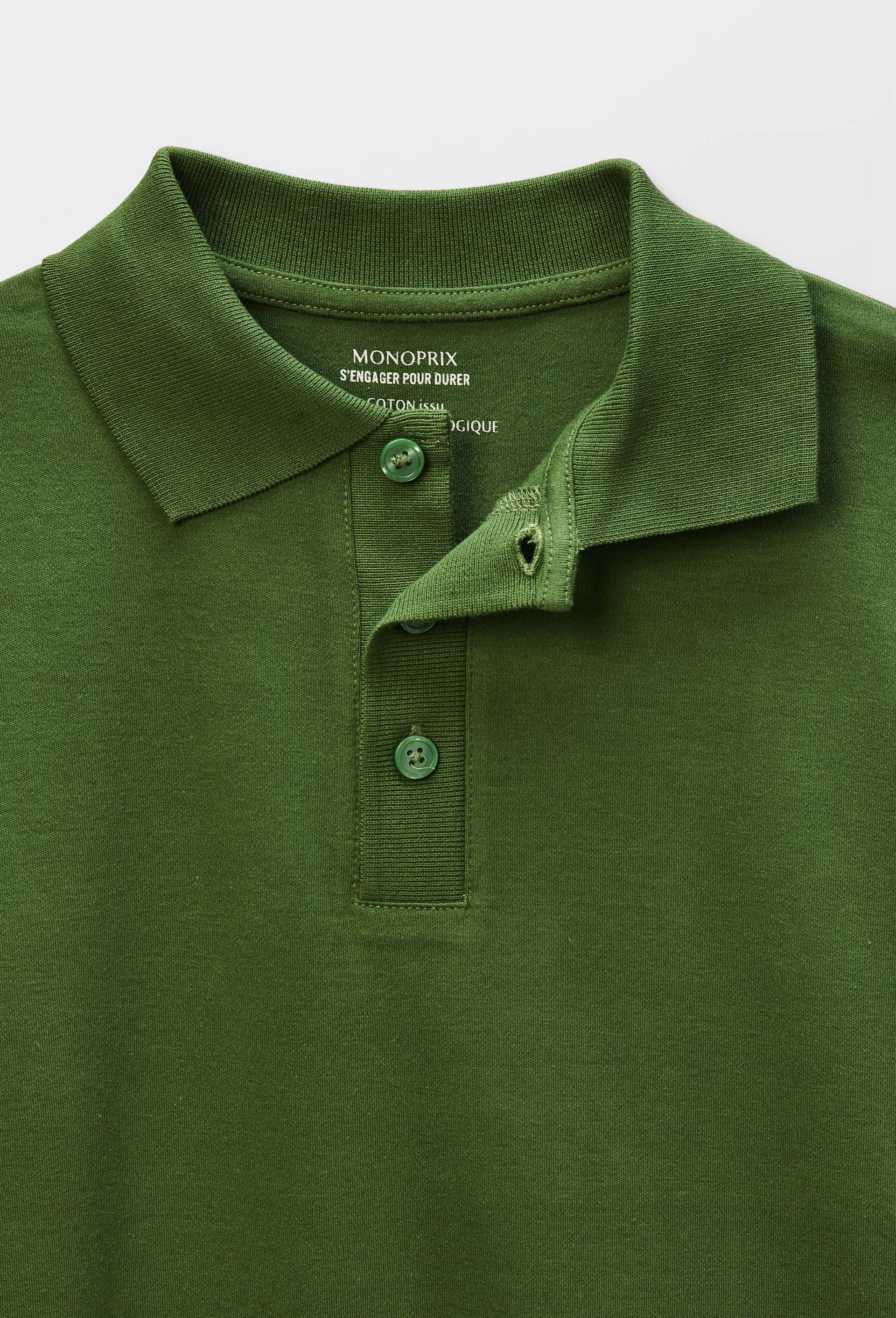Polo manches longues unicontenant du coton BIO GOTS, Vert, large image number 2