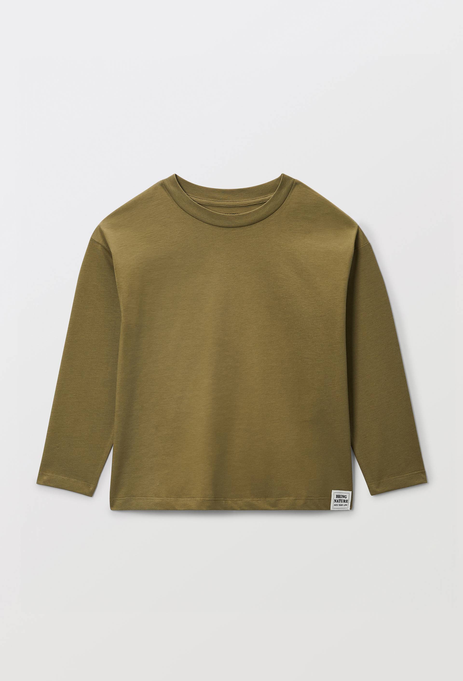 T-Shirt manches longues uni en coton BIO GOTS, Vert fonc&eacute;, large image number 1