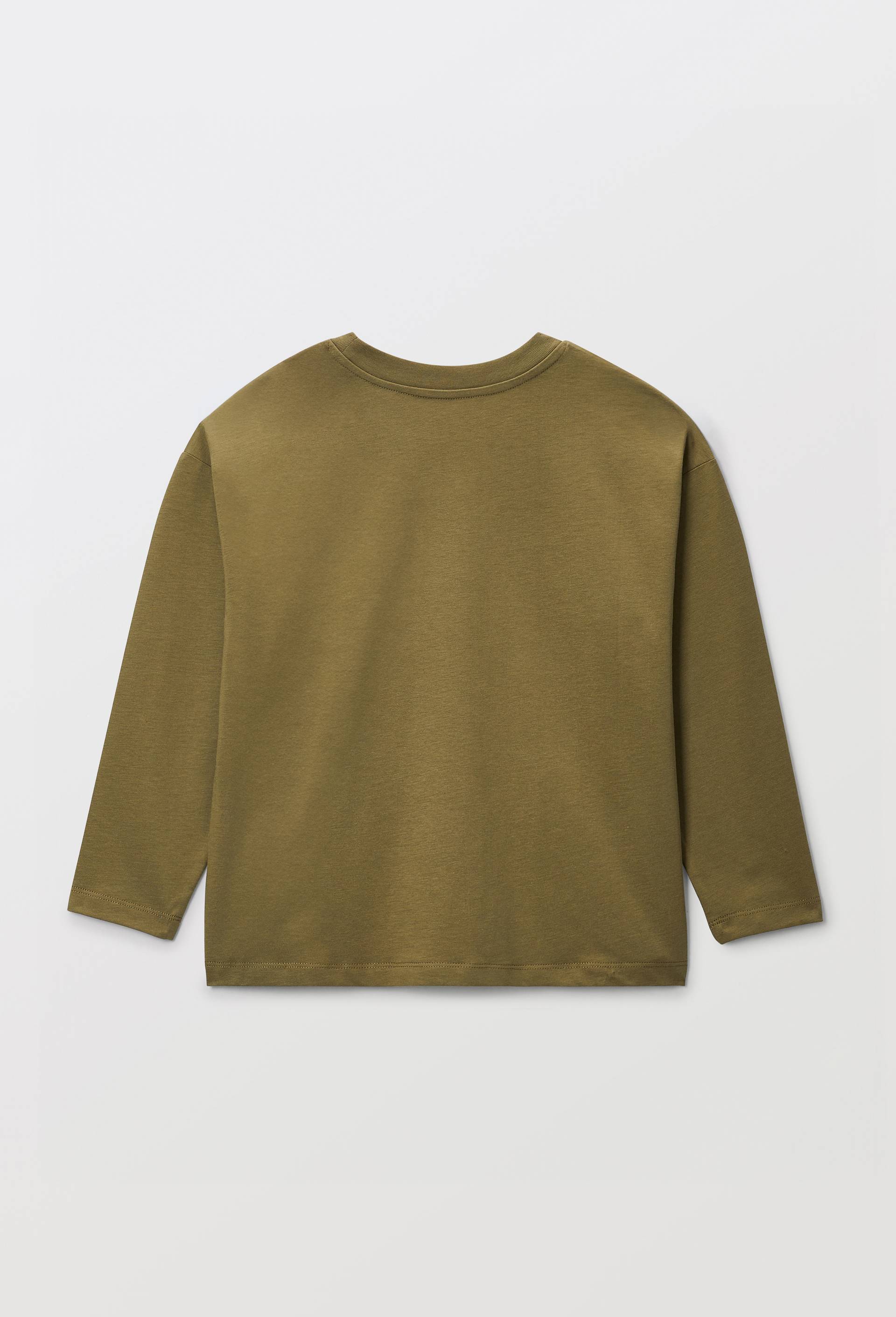 T-Shirt manches longues uni en coton BIO GOTS, Vert fonc&eacute;, large image number 2.0