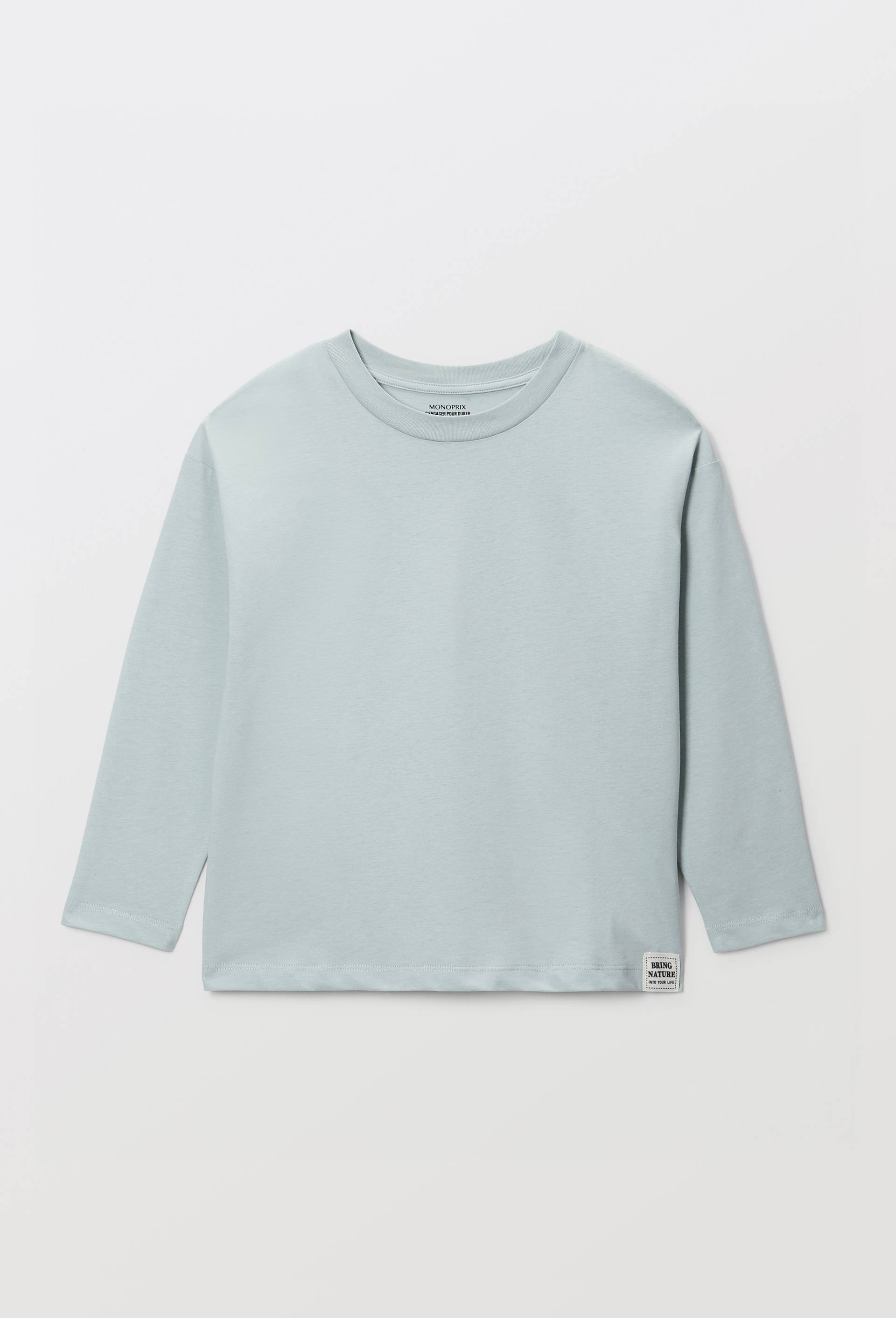 T-Shirt manches longues uni en coton BIO GOTS, Vert clair, large image number 1