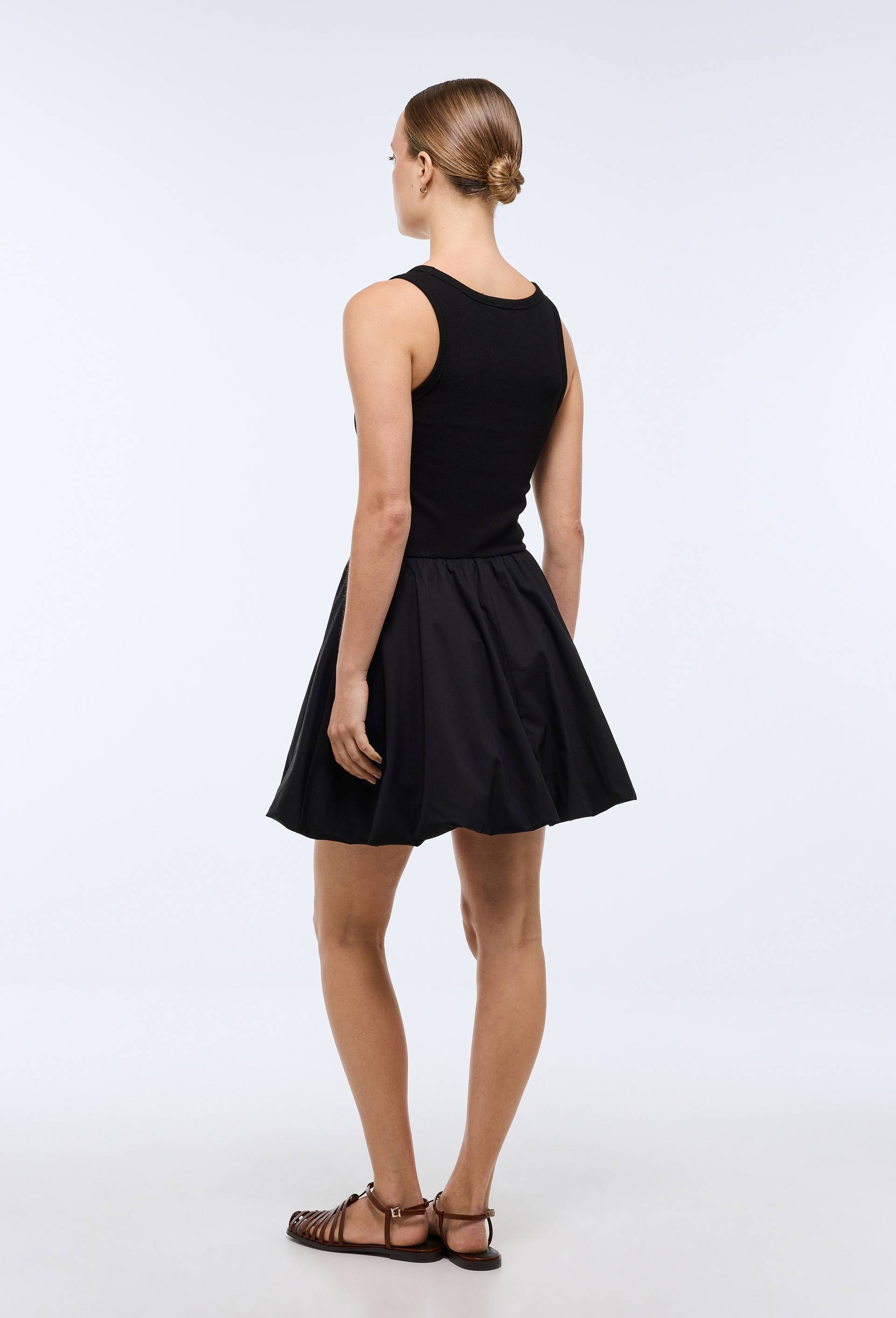Robe courte d&eacute;bardeur bi mati&egrave;re, Noir, large image number 1