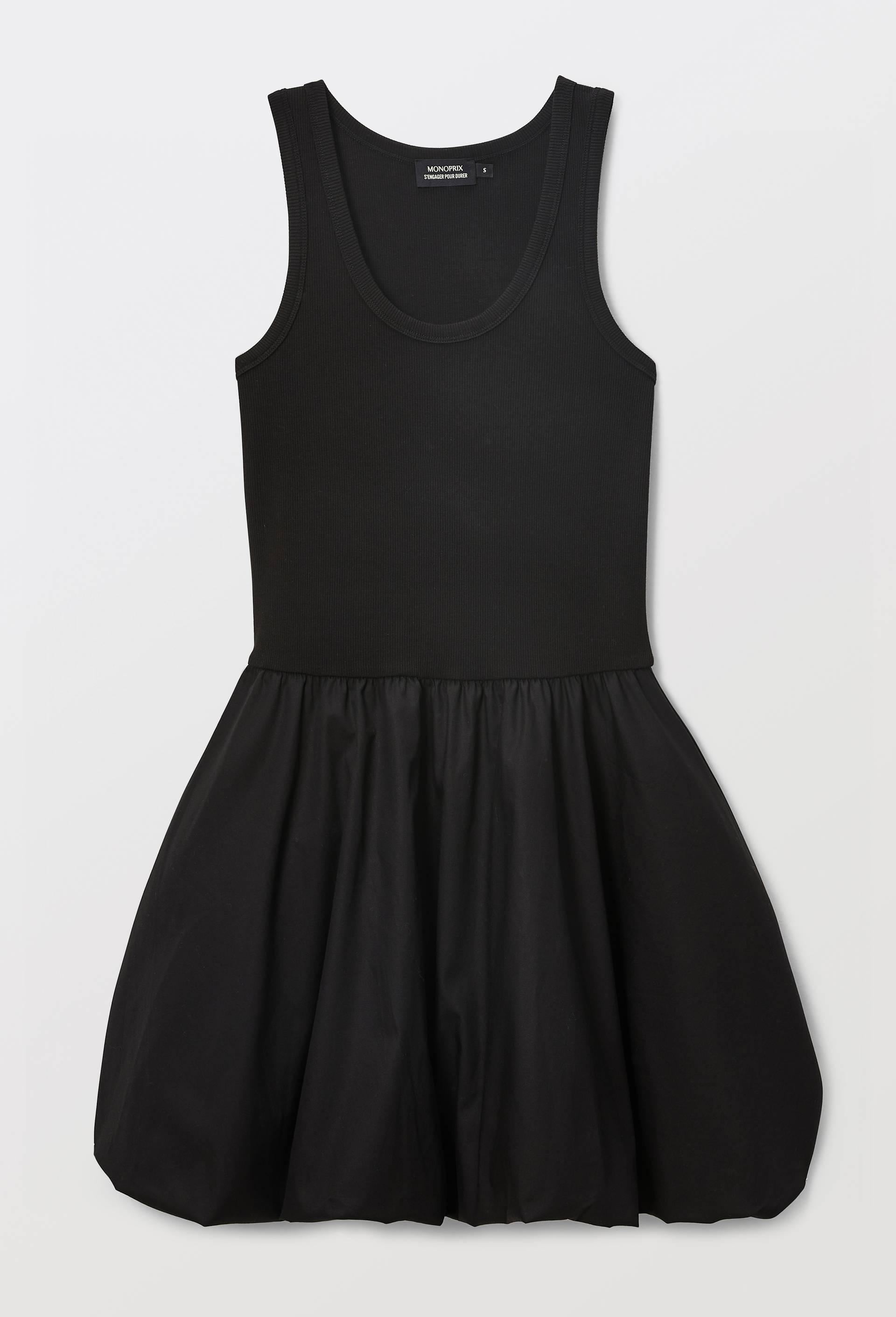 Robe courte d&eacute;bardeur bi mati&egrave;re, Noir, large image number 2