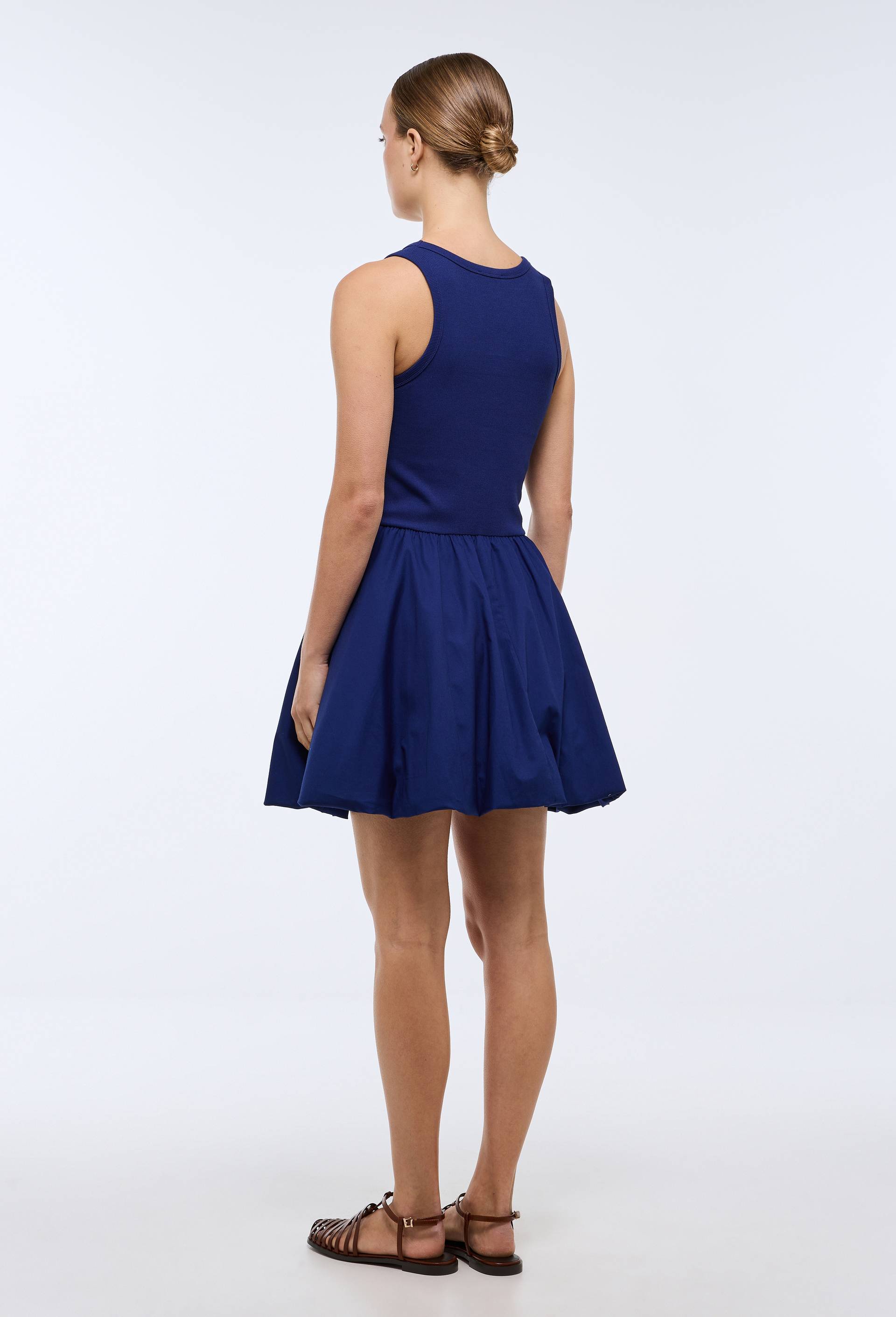 Robe courte d&eacute;bardeur bi mati&egrave;re, Bleu fonc&eacute;, large image number 1