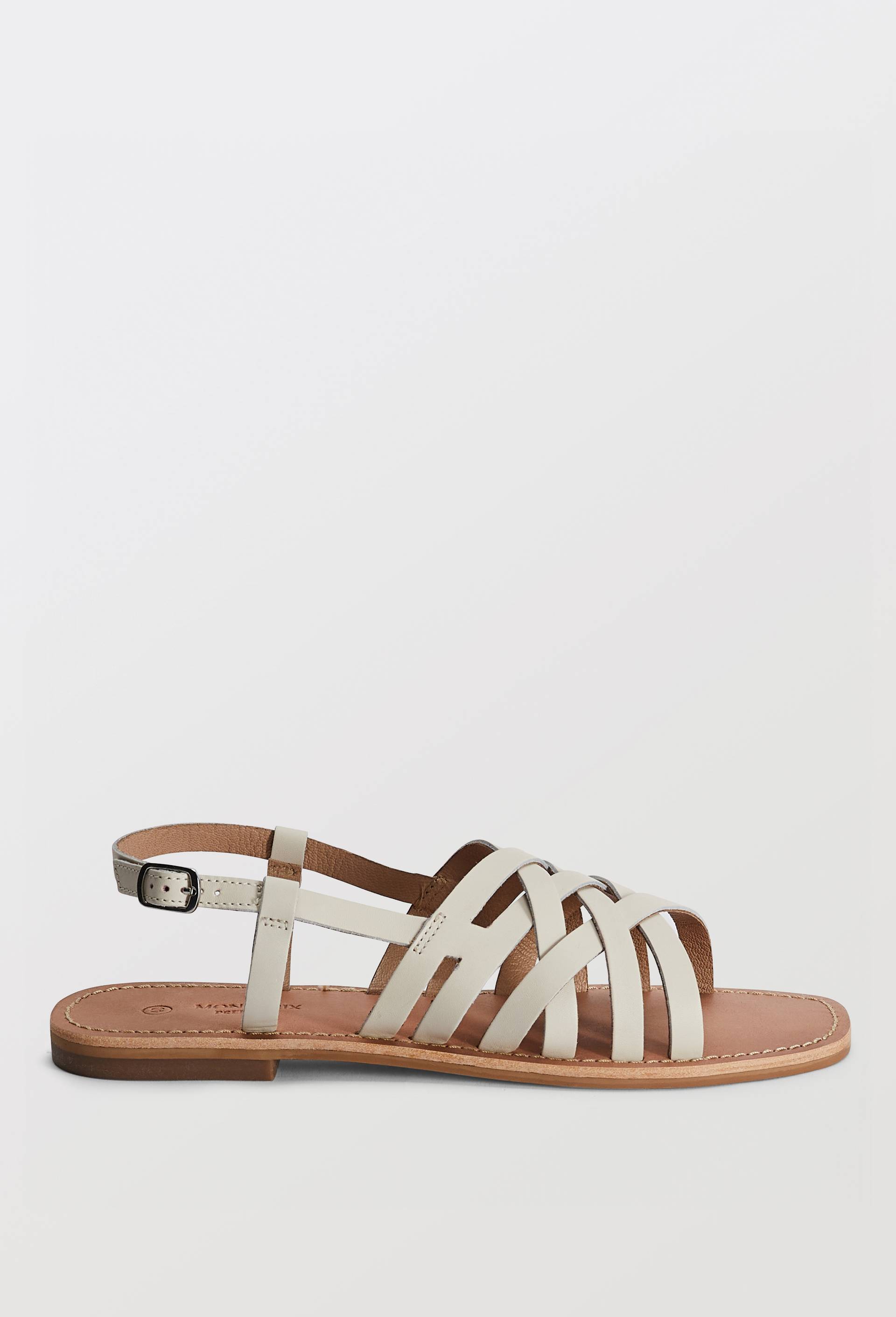 Sandales multi brides en cuir, Blanc, large image number 0.0