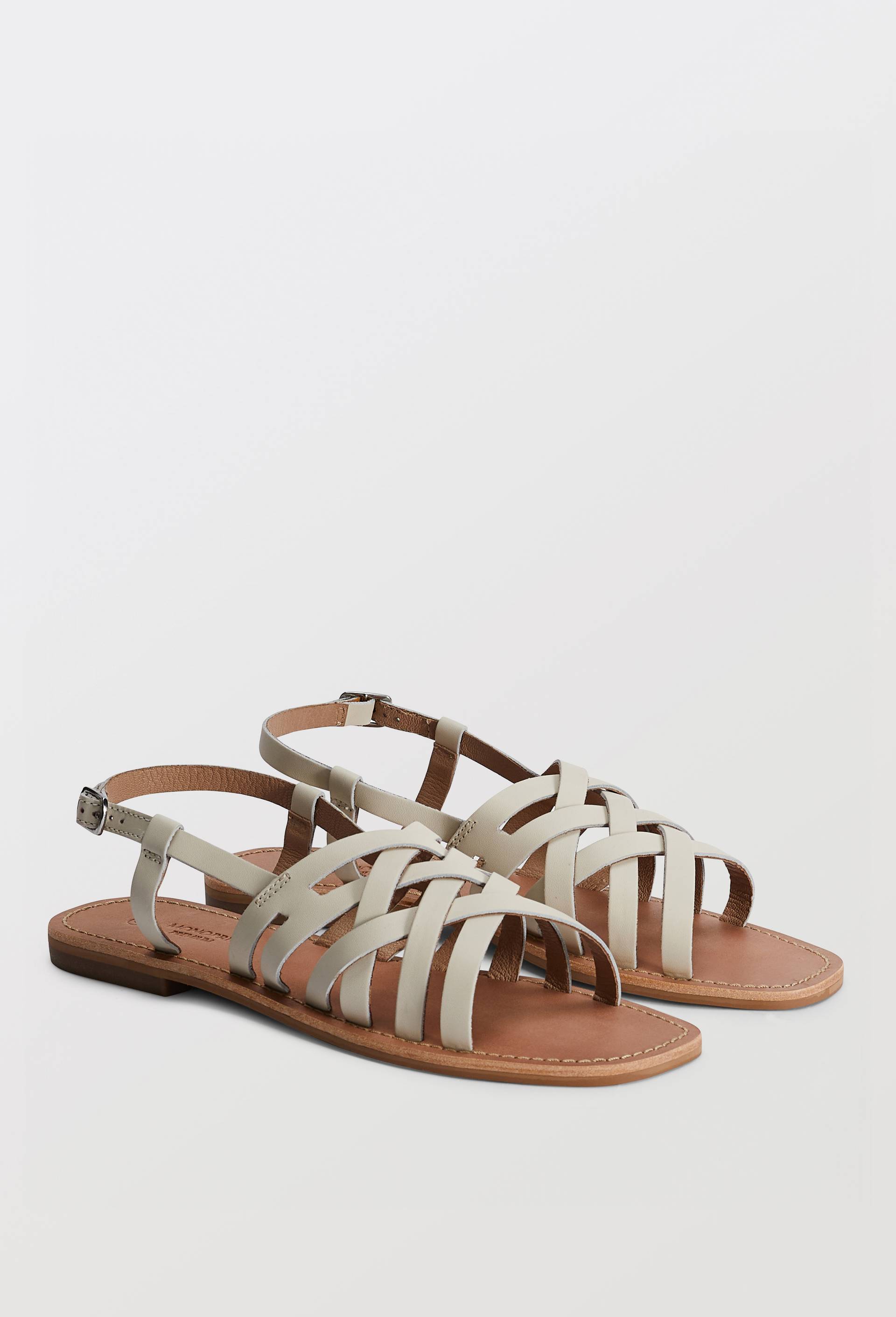 Sandales multi brides en cuir, Blanc, large image number 1