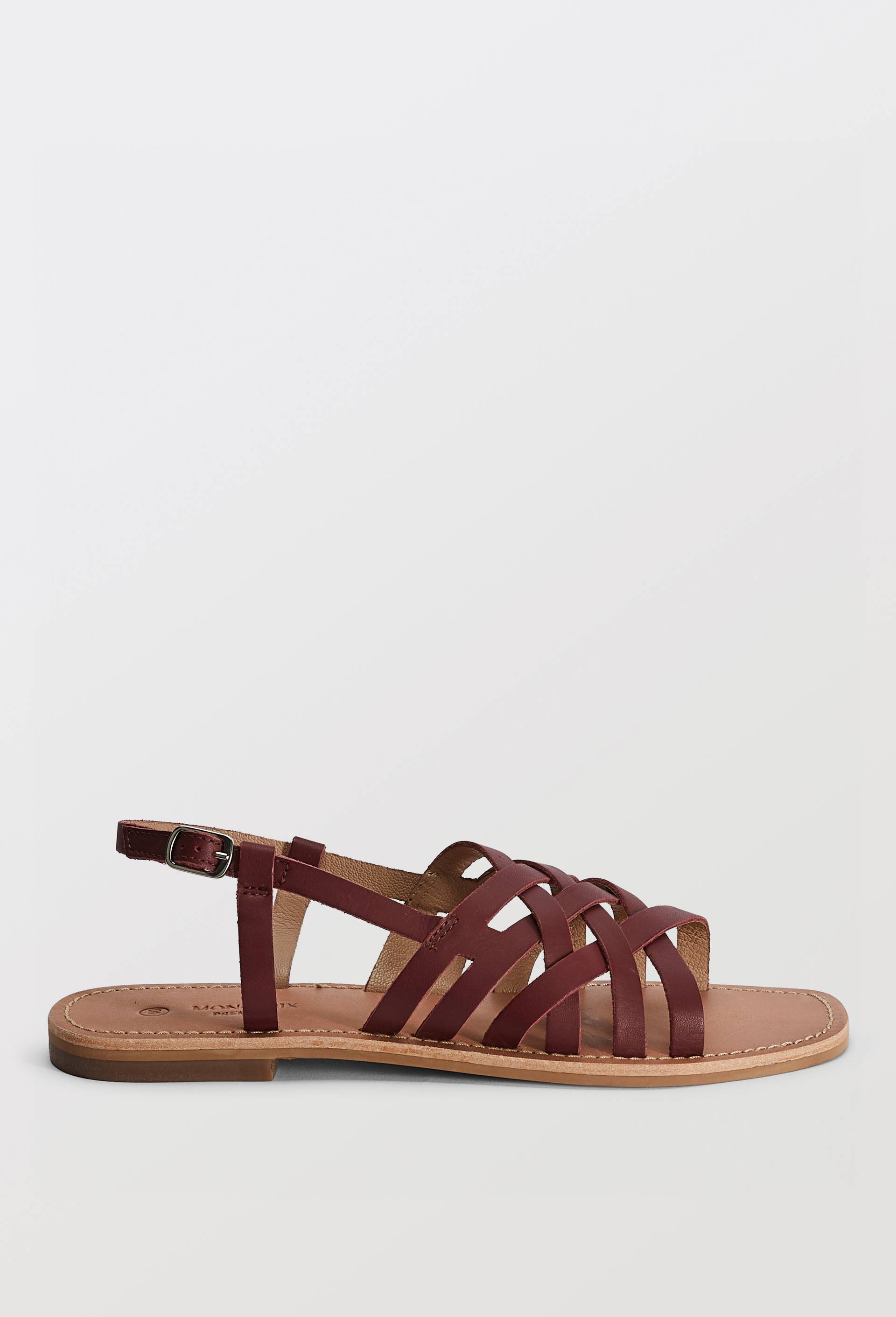 Sandales multi brides en cuir, Rouge fonc&eacute;, large image number 1