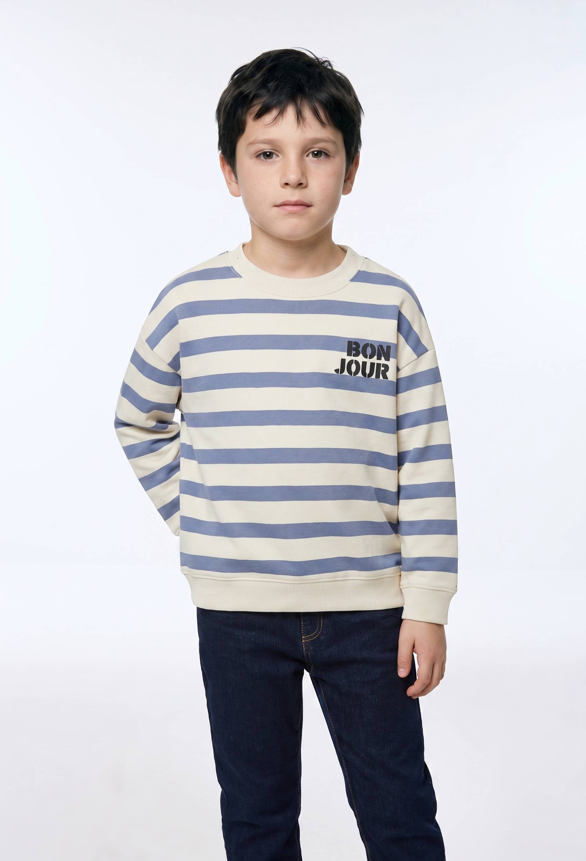 Sweat imprim&eacute; en coton BIO GOTS, Bleu, large image number 0.0