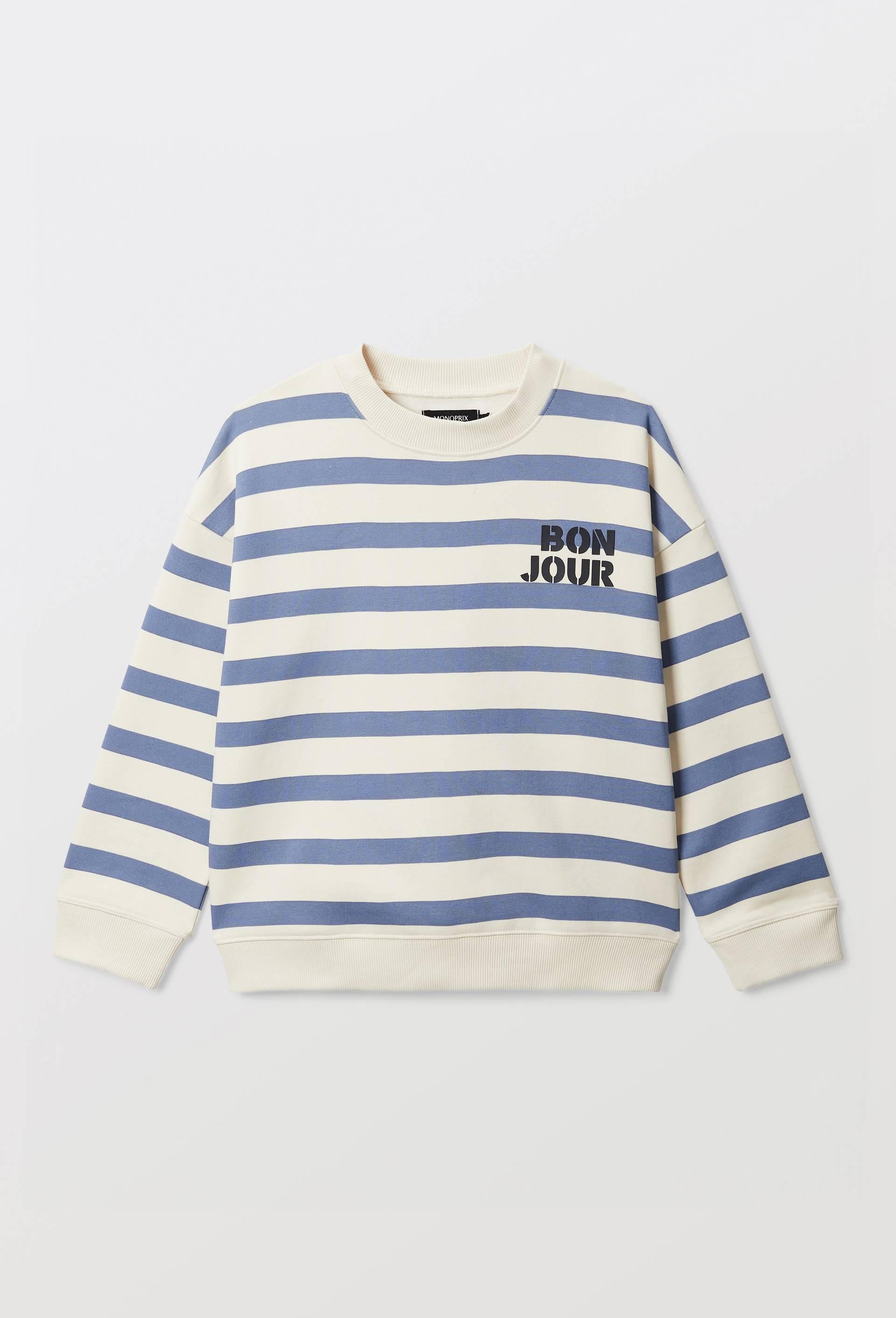 Sweat imprim&eacute; en coton BIO GOTS, Bleu, large image number 1.0