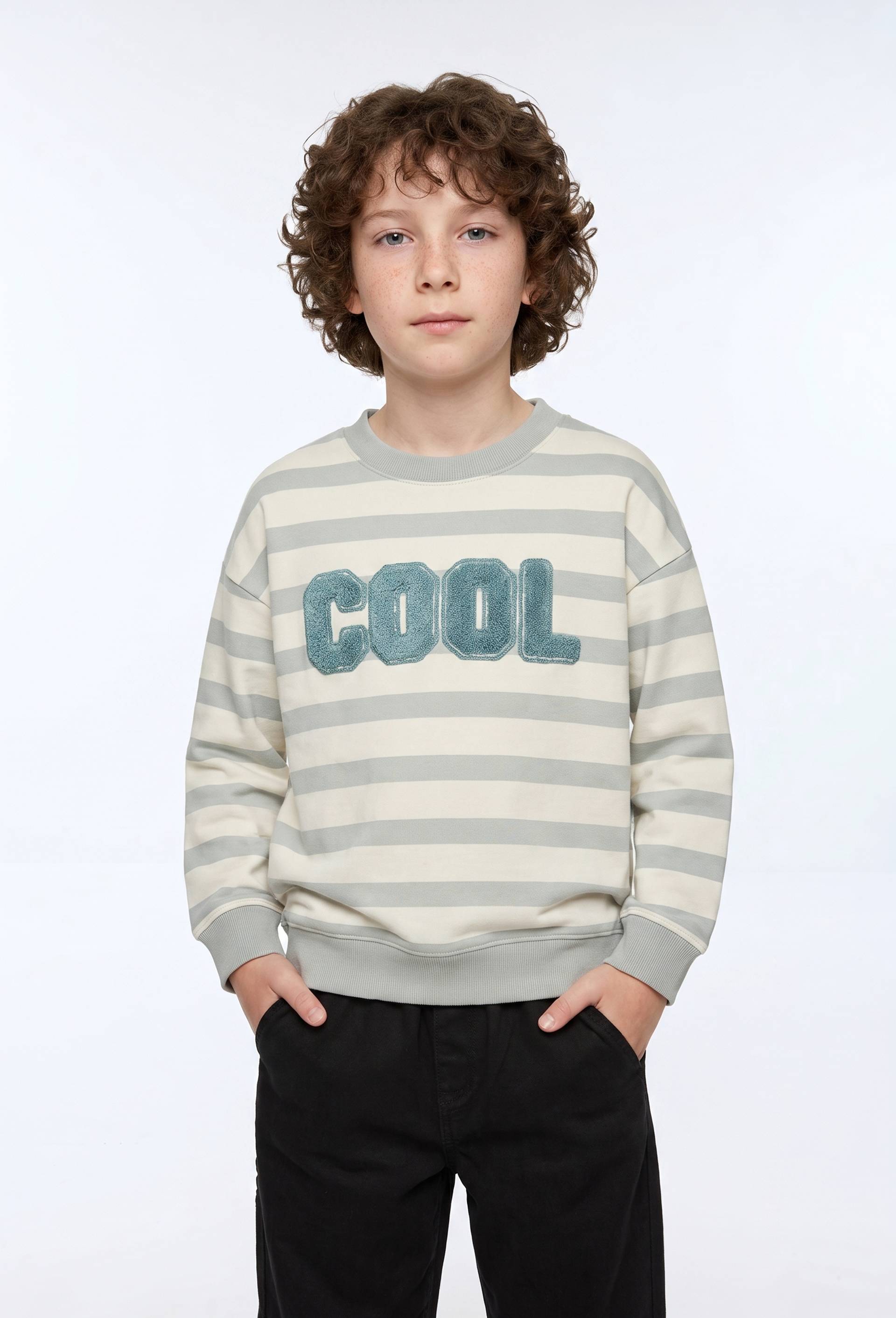 Sweat imprim&eacute; en coton BIO GOTS, Vert clair, large image number 0.0