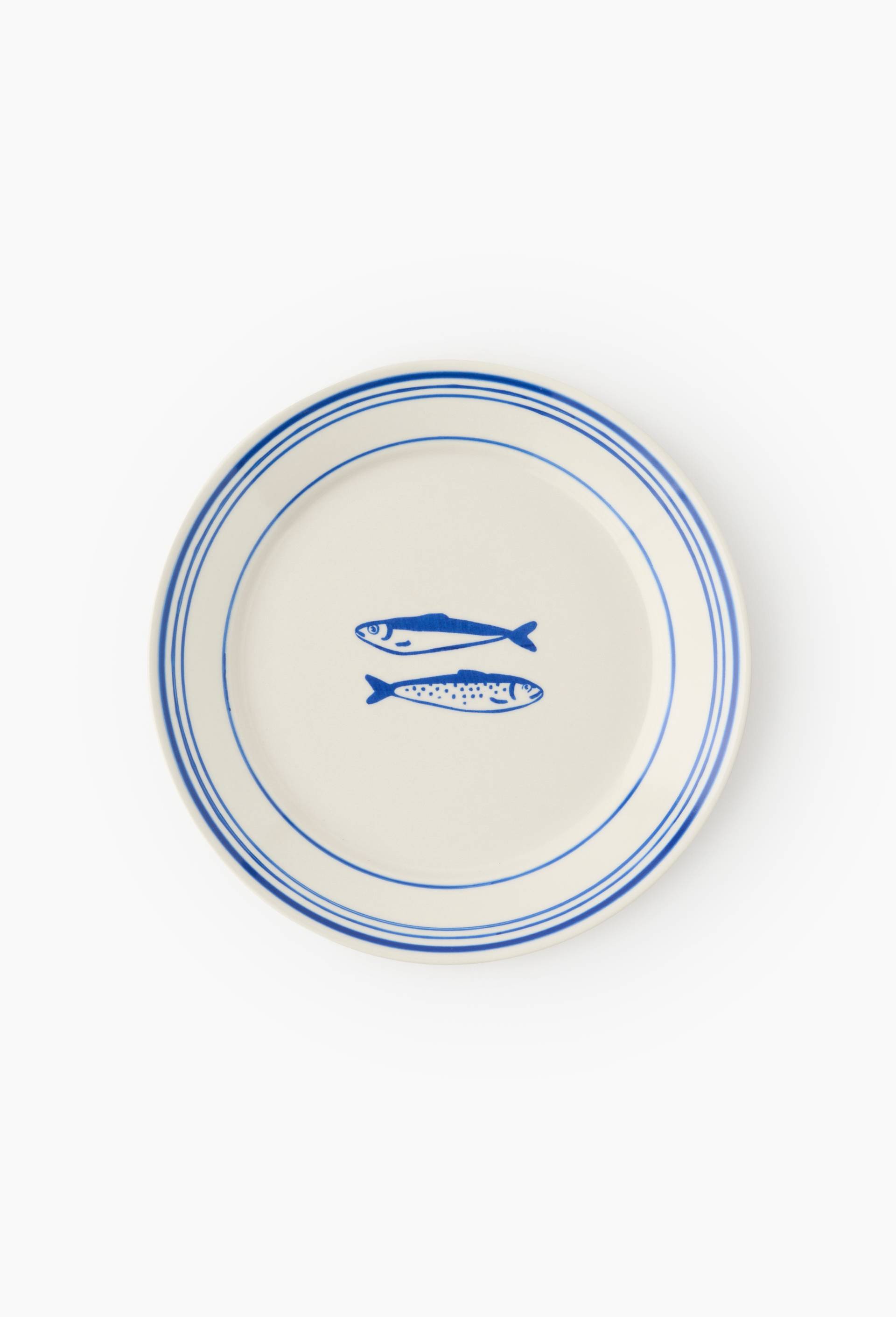 Assiette &agrave; mignardises finition liser&eacute;, 14cm, Bleu, large image number 0.0