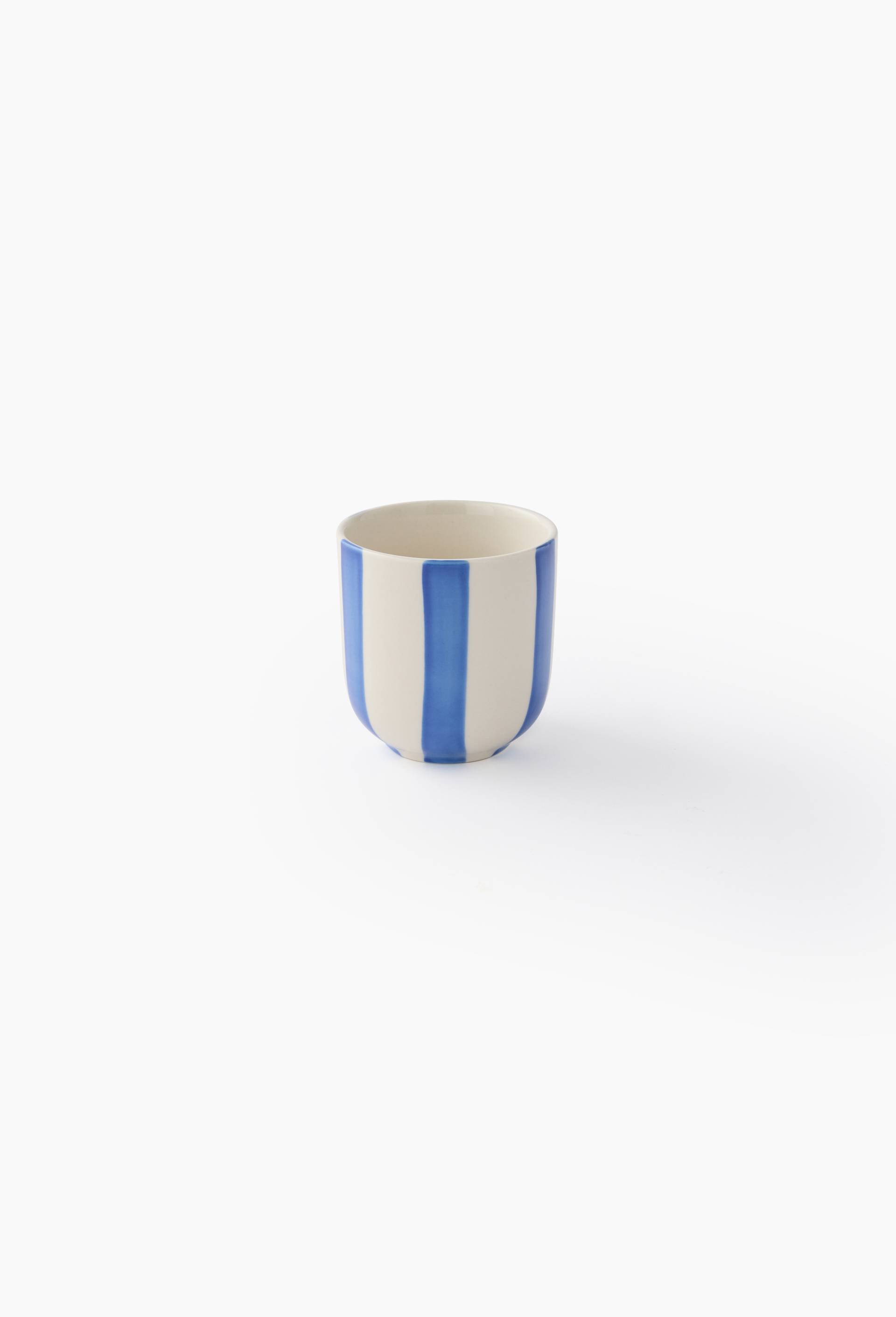 Tasse finition rayures peint &agrave; la main, 20cl, Bleu, large image number 0