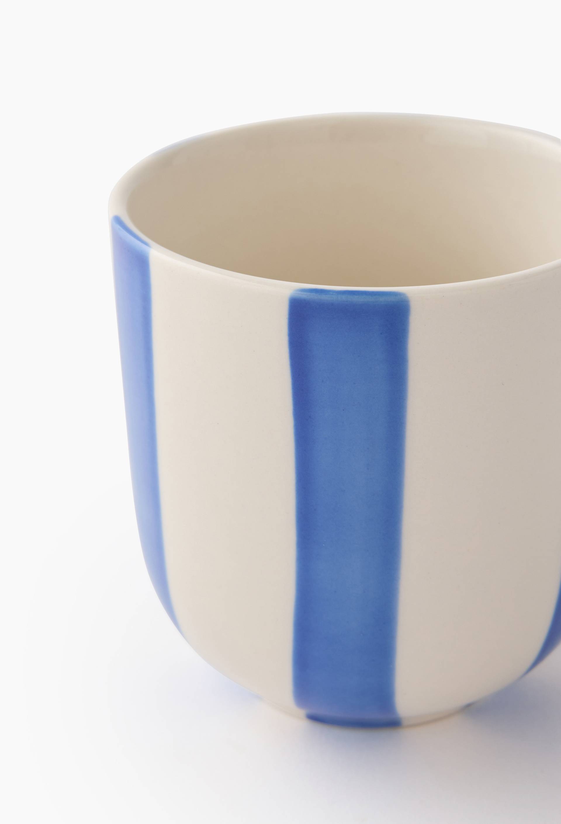 Tasse finition rayures peint &agrave; la main, 20cl, Bleu, large image number 1