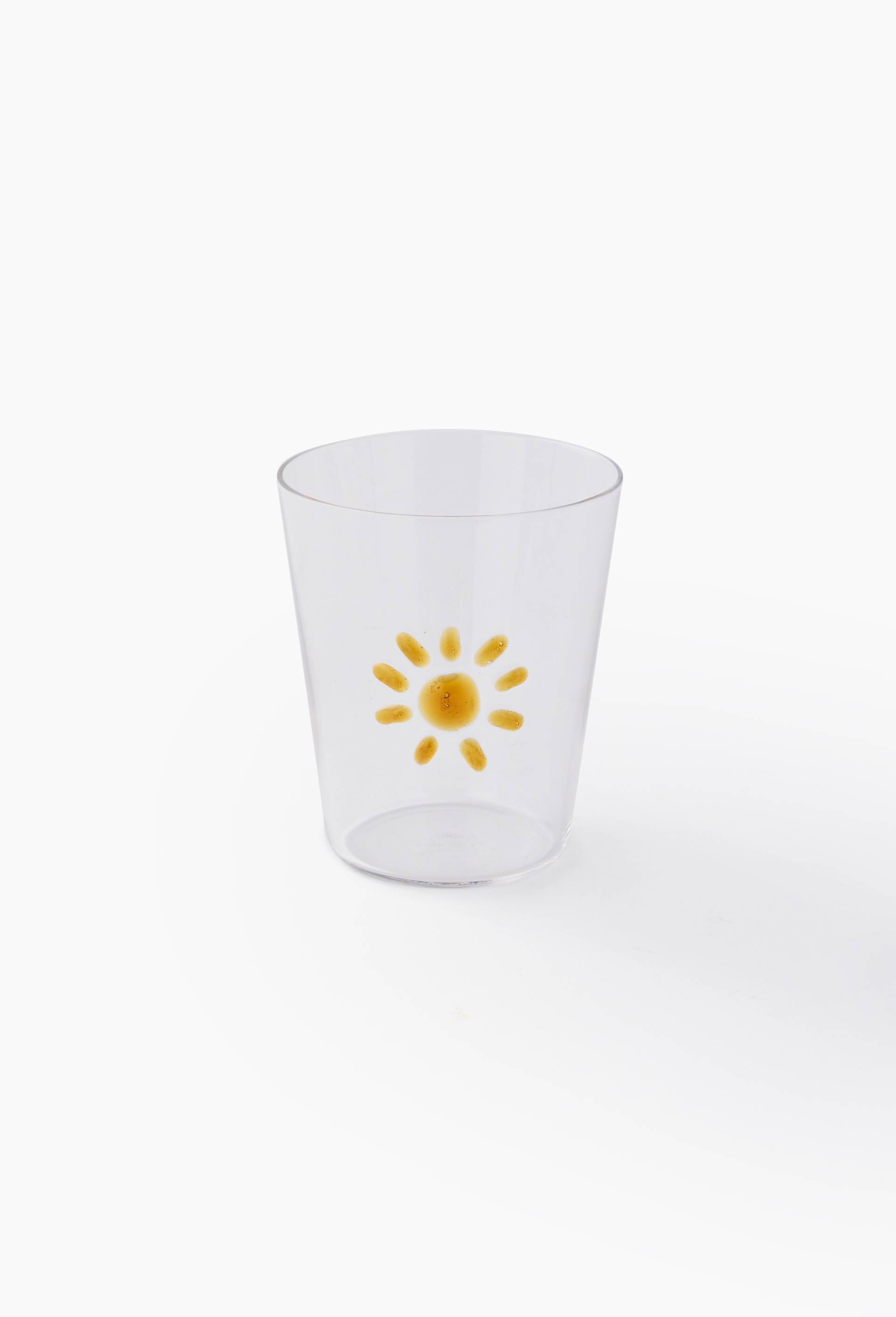 Verre &agrave; eau finition fantaisie, 40cl, Jaune fonc&eacute;, large image number 0