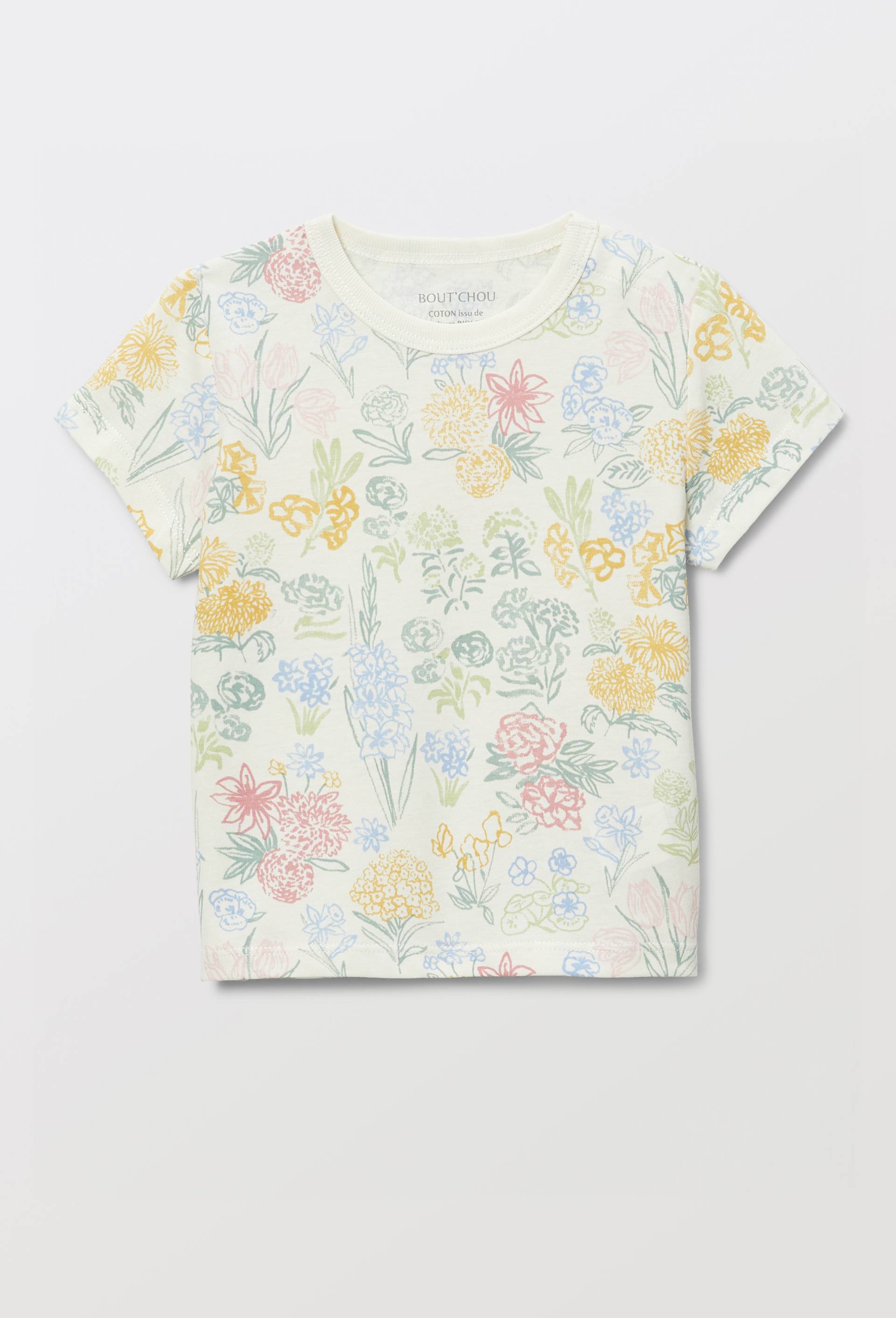 T-shirt manches courtes imprim&eacute; en coton BIO GOTS, Beige clair, large image number 1.0