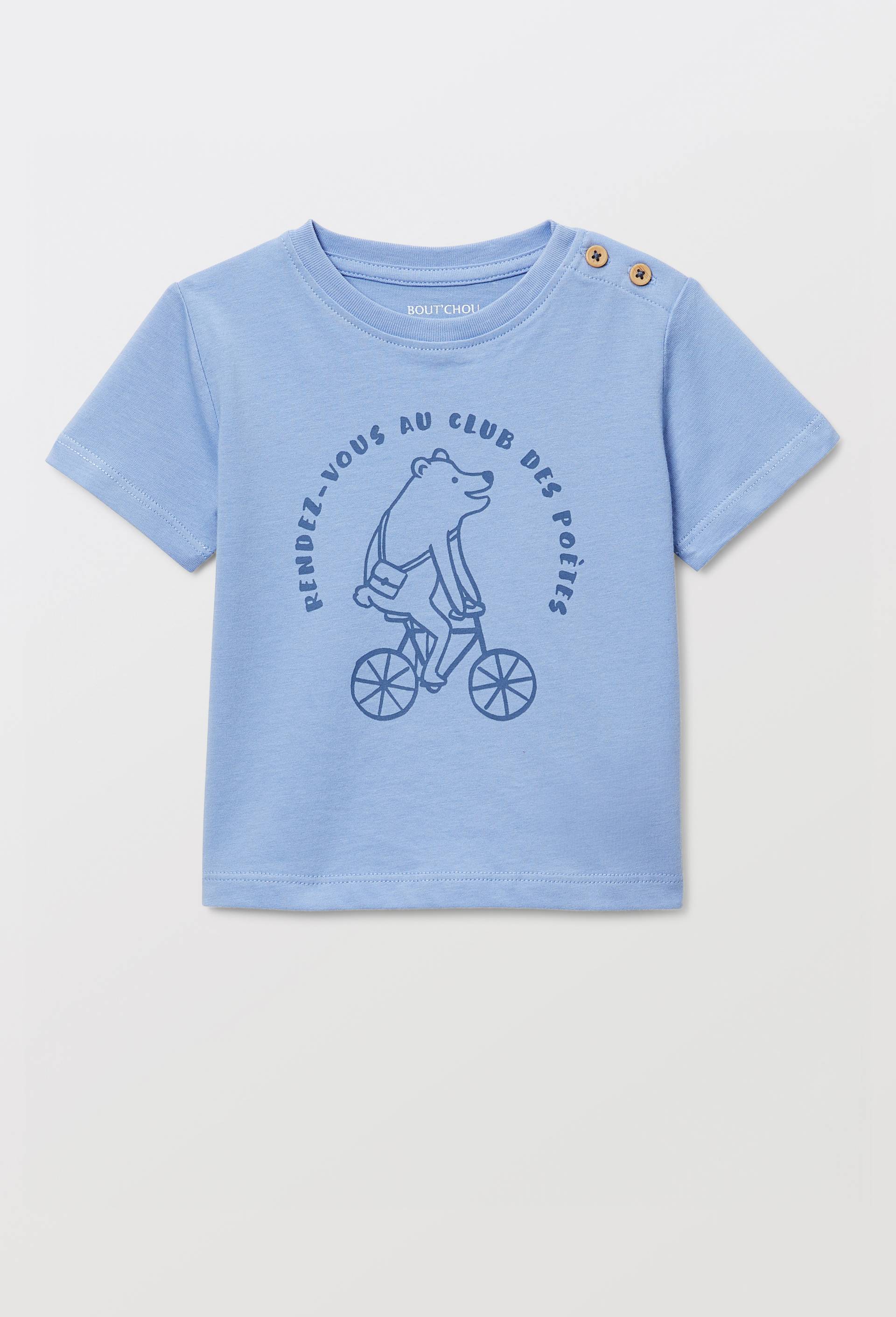 T-shirt manches courtes imprim&eacute; en coton BIO GOTS, Bleu, large image number 1