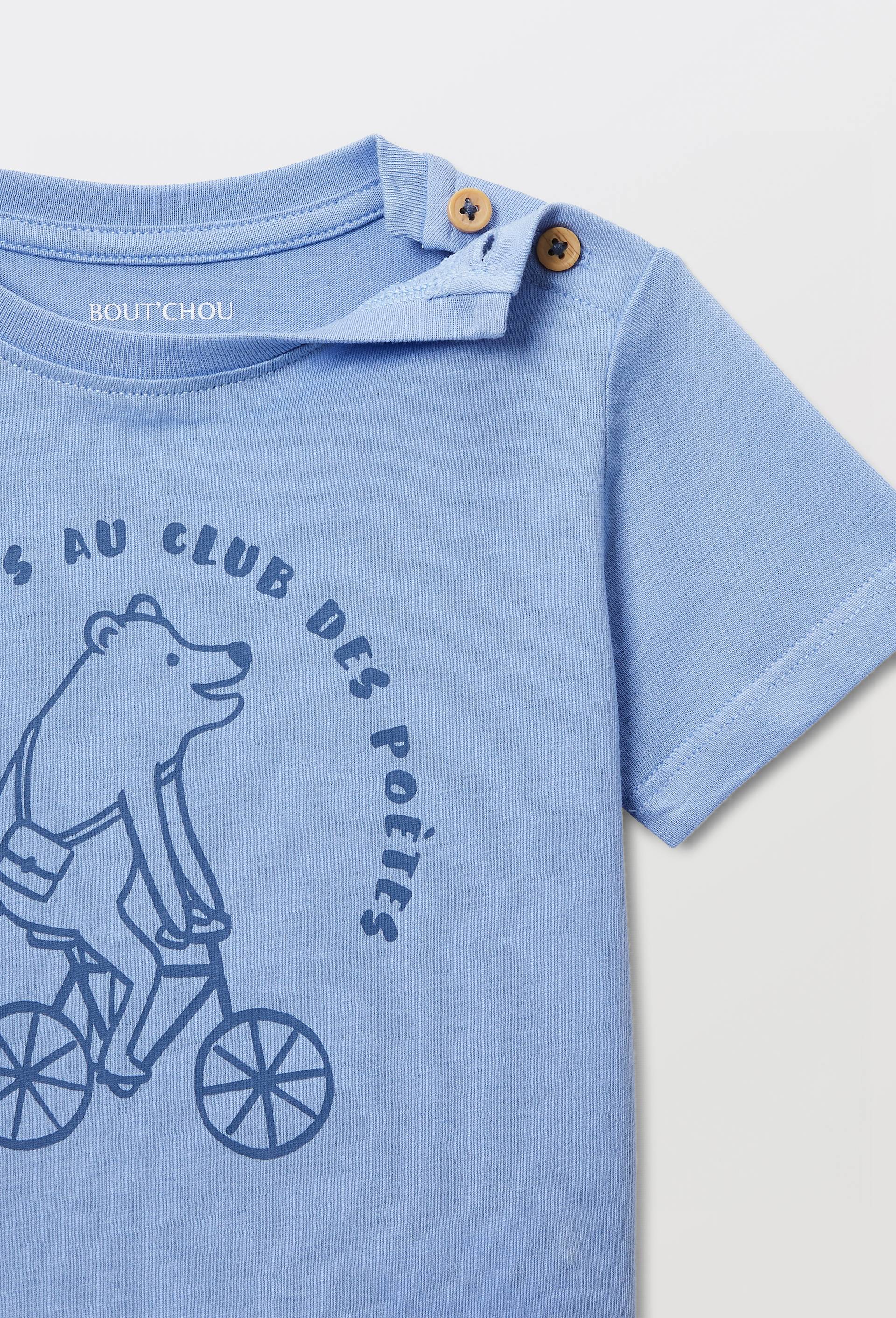 T-shirt manches courtes imprim&eacute; en coton BIO GOTS, Bleu, large image number 3
