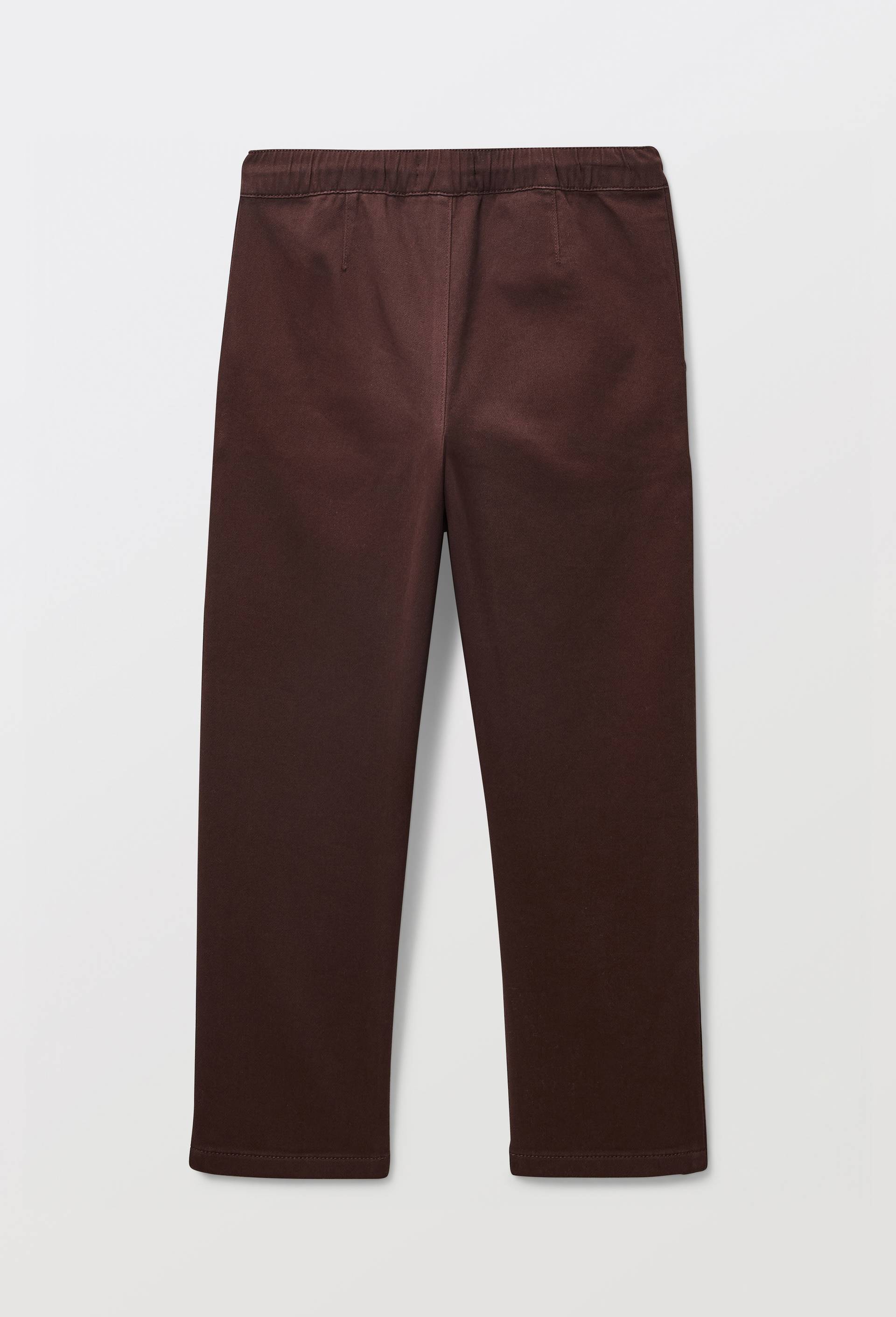 Pantalon droit &eacute;lastiqu&eacute; uni en coton BIO GOTS, Brun fonc&eacute;, large image number 2.0