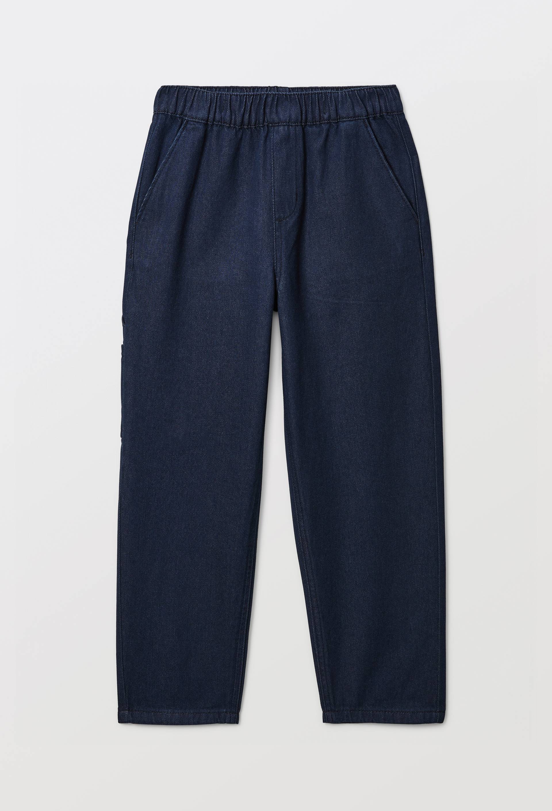 Jean droit taille &eacute;lastiqu&eacute;e en coton, Bleu fonc&eacute;, large image number 1