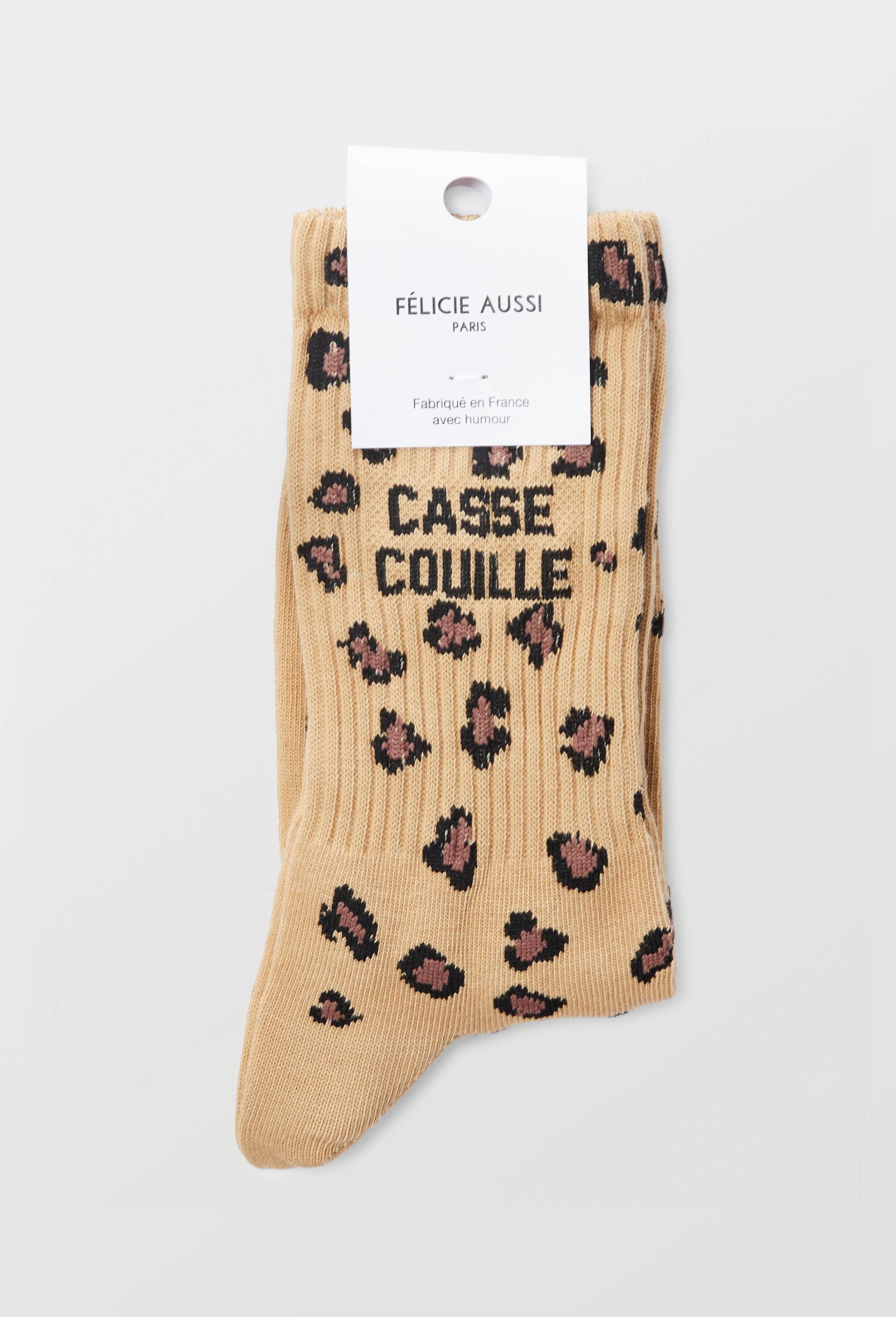 Paire de chaussettes &agrave; message FELICIE AUSSI, Beige, large image number 2.0