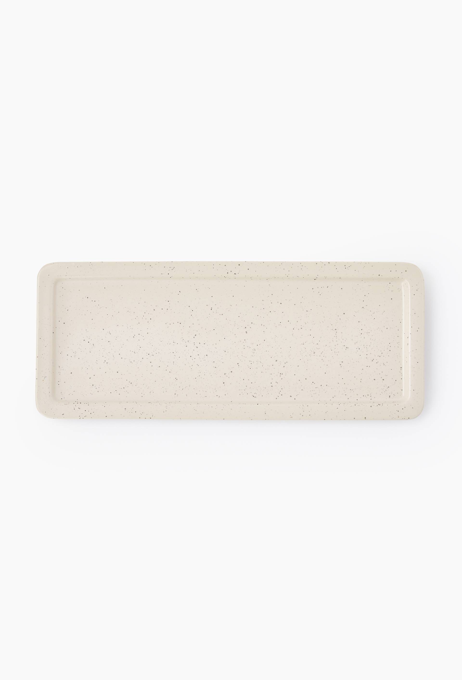 Plat rectangulaire finition mouchet&eacute;e, 30cm, Ecru, large image number 0.0