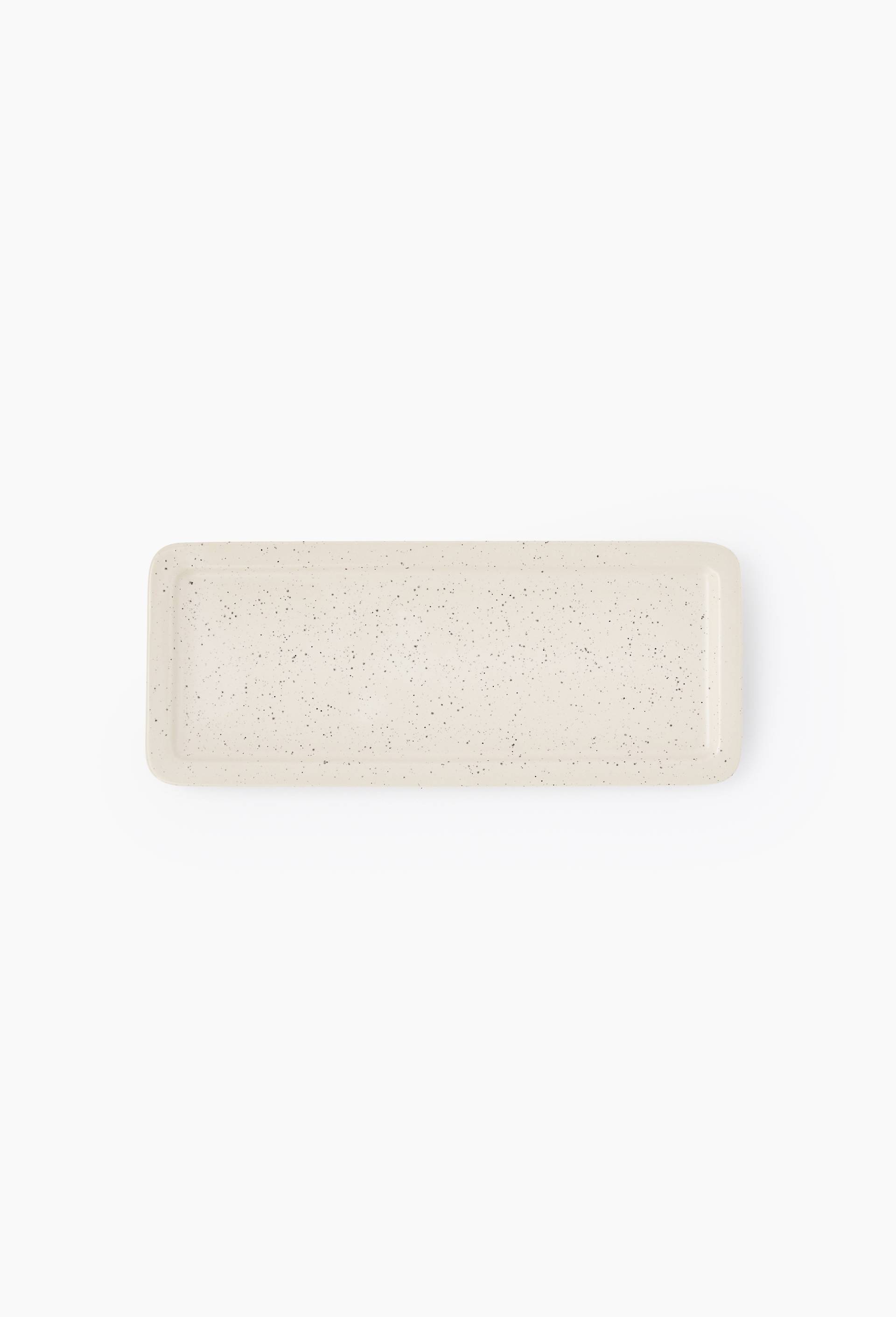 Plat rectangulaire finition mouchet&eacute;e, 30cm, Ecru, large image number 0