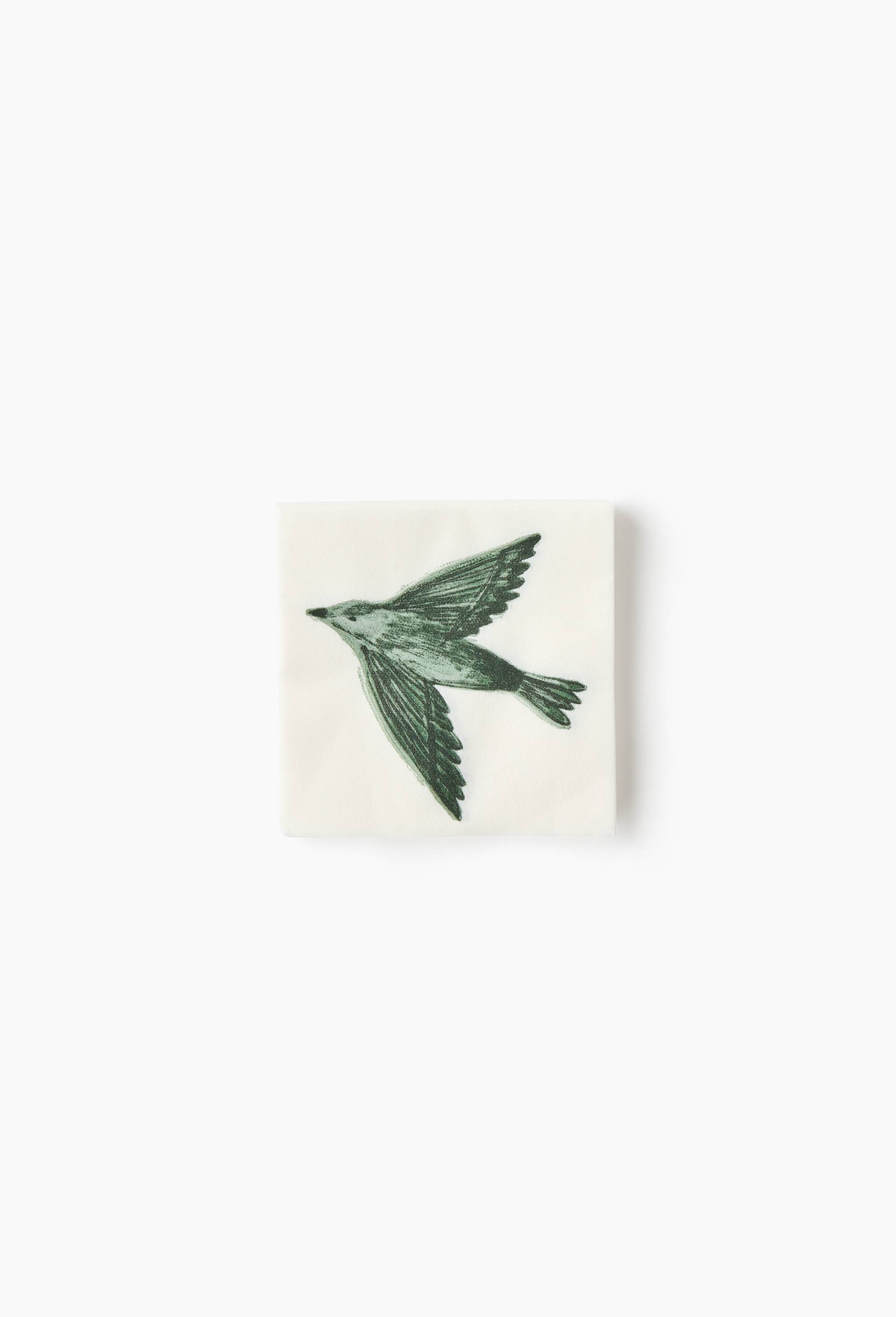 20 serviettes en papier 25x25cm,  imprim&eacute; oiseau, Vert, large image number 0.0